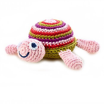Sköldpadda Gosedjur med Skallra 15 cm - Ekologisk Rosa 