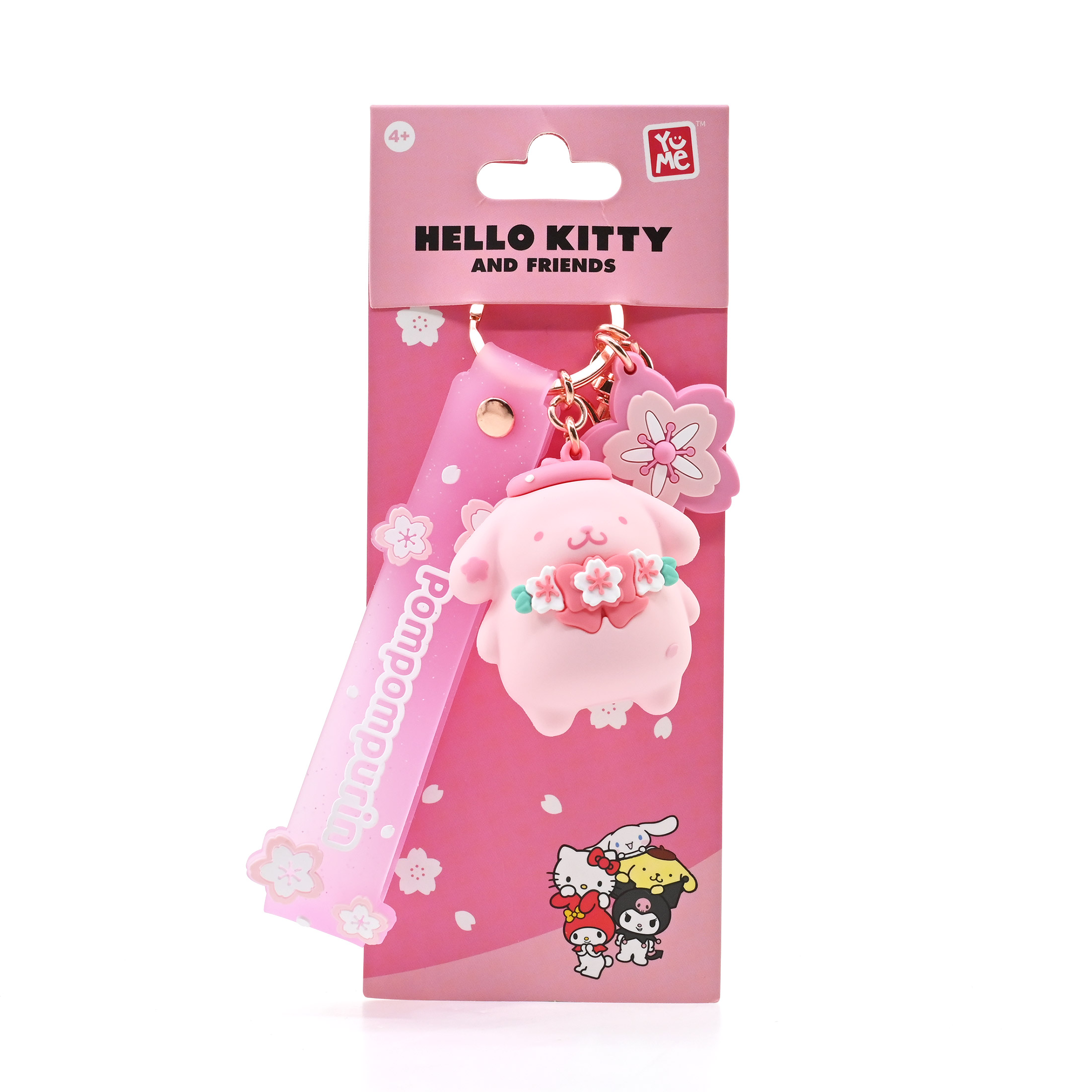 Pom Pom Purin 3D nyckelring/bag charm med silikonband - Sakura - 4