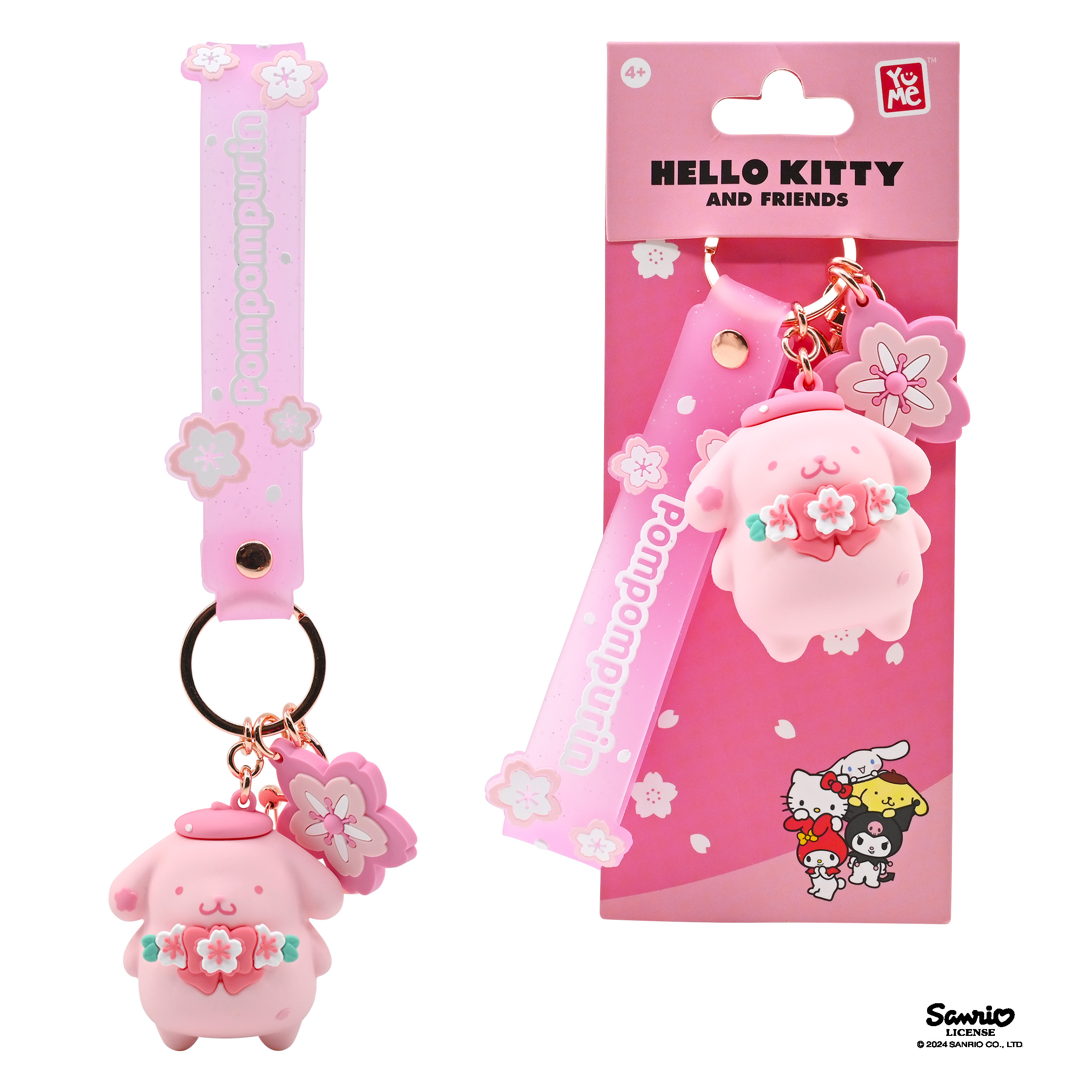 Pom Pom Purin 3D nyckelring/bag charm med silikonband - Sakura