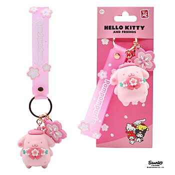 Pom Pom Purin 3D nyckelring/bag charm med silikonband - Sakura