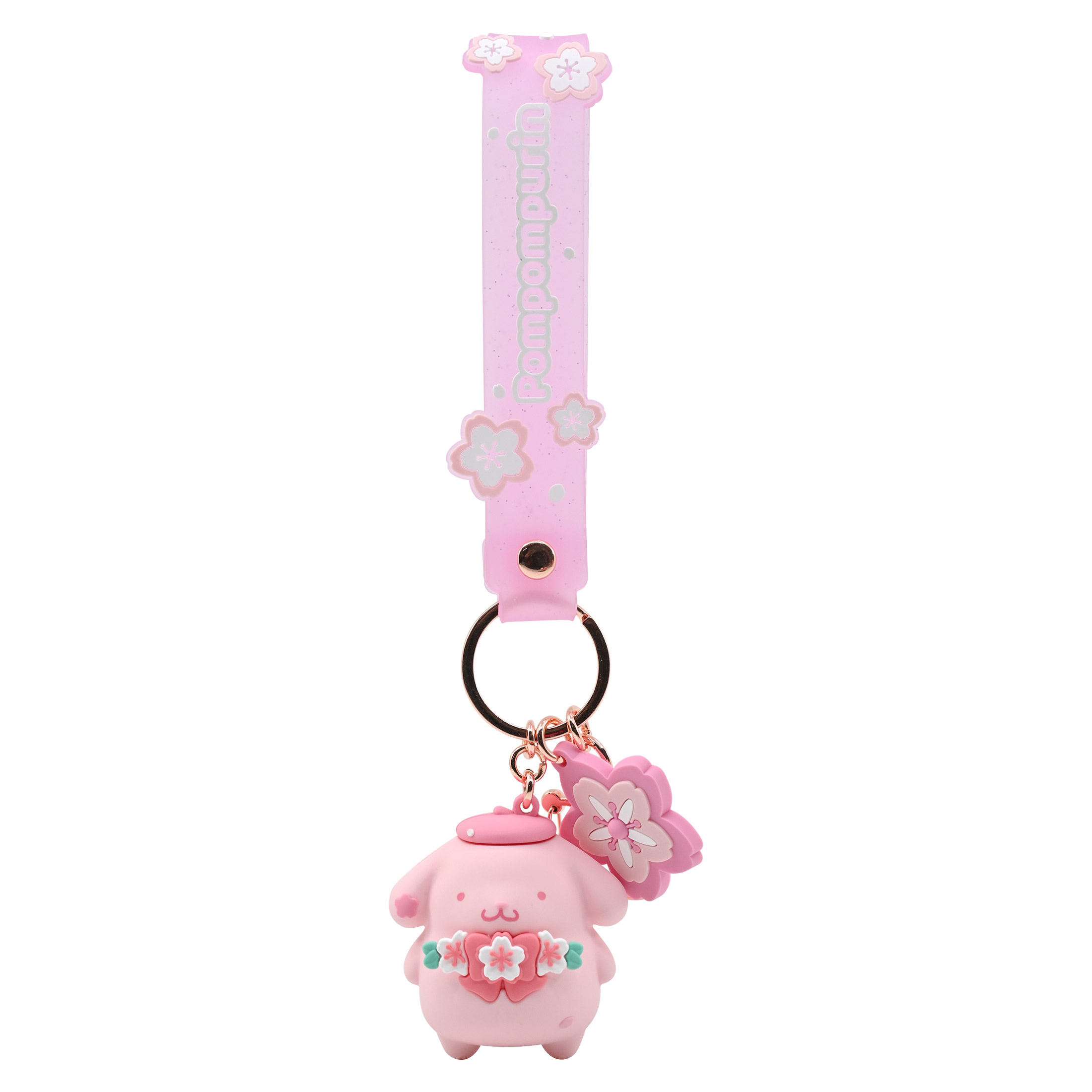 Pom Pom Purin 3D nyckelring/bag charm med silikonband - Sakura - 3