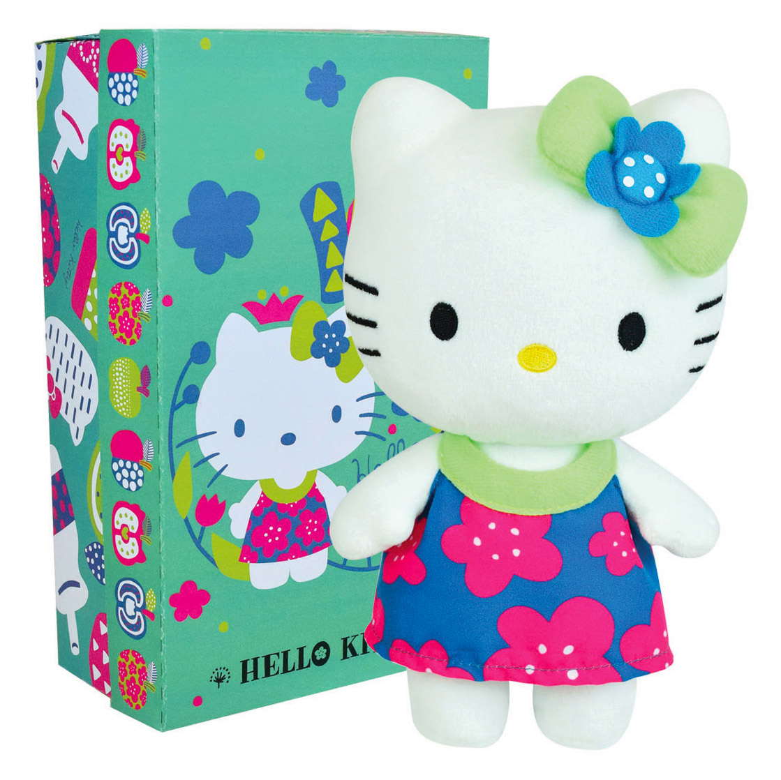 Hello Kitty Mjukis Gosedjur i Presentförpackning - Blå/röd klänning 22 cm