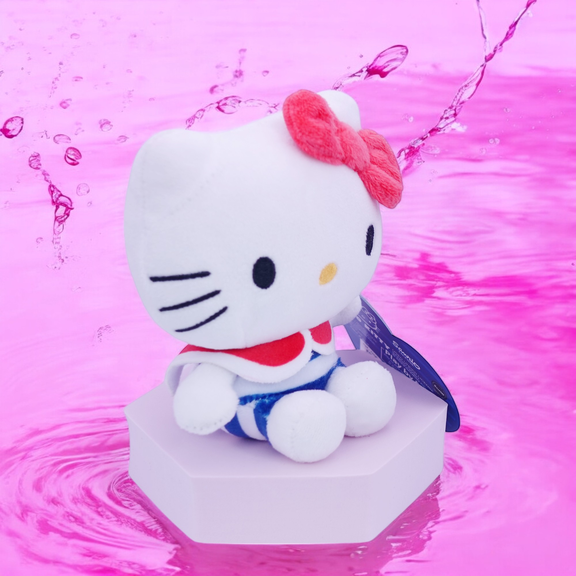 Hello Kitty Mjukis Gosedjur - Marin Randig Byxdress 14 cm - 2