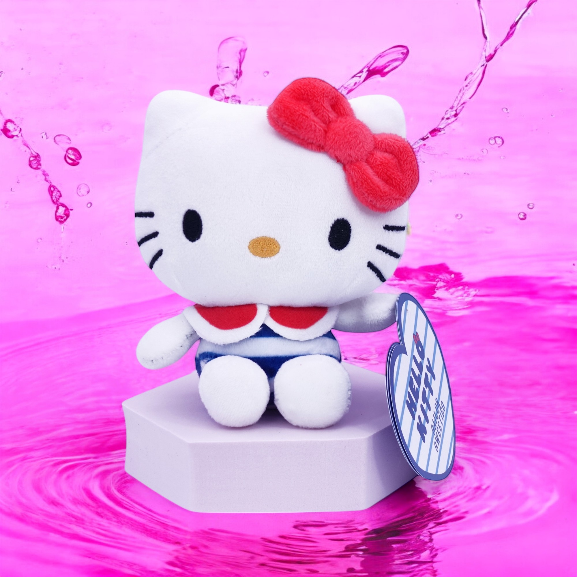 Hello Kitty Mjukis Gosedjur - Marin Randig Byxdress 14 cm