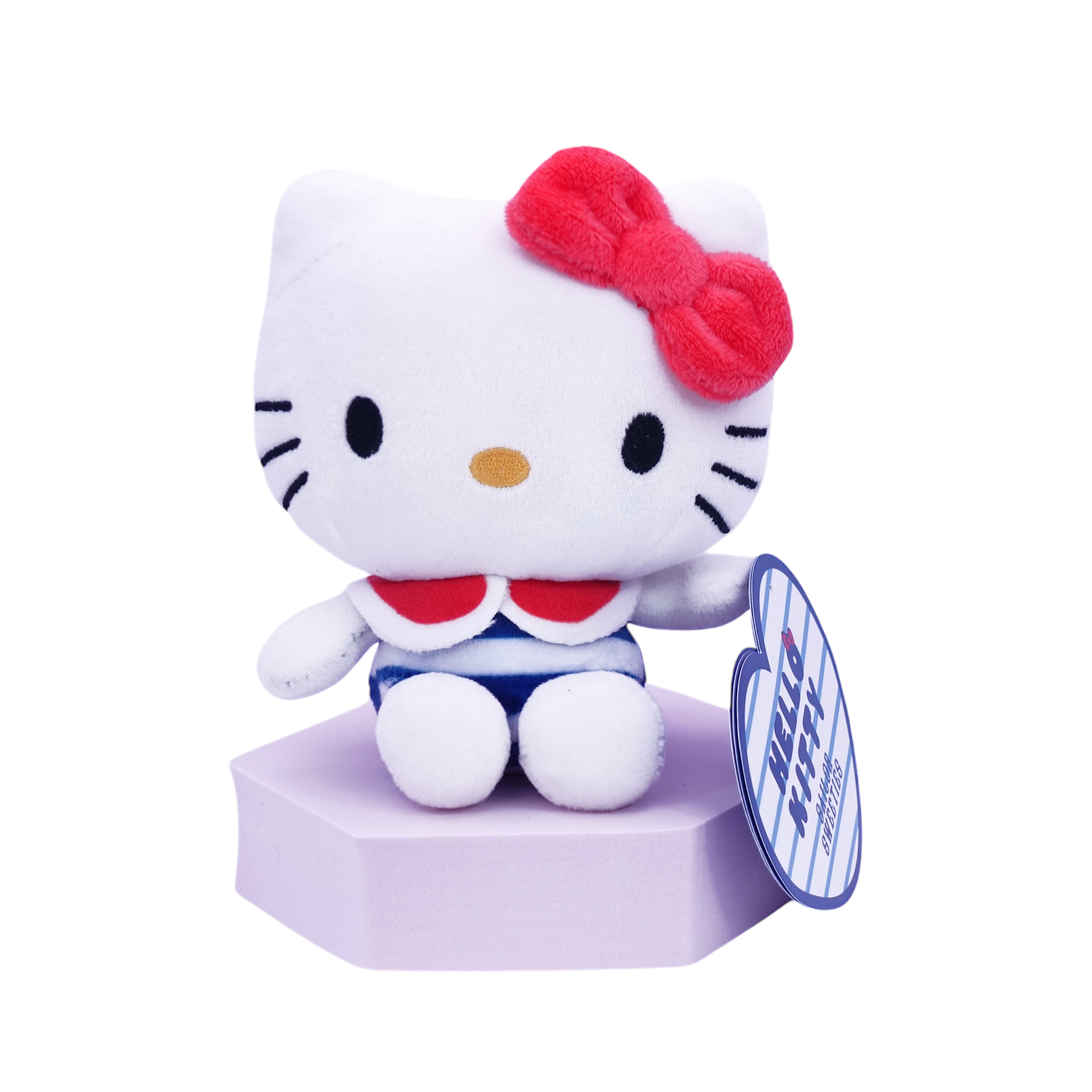 Hello Kitty Mjukis Gosedjur - Marin Randig Byxdress 14 cm - 3
