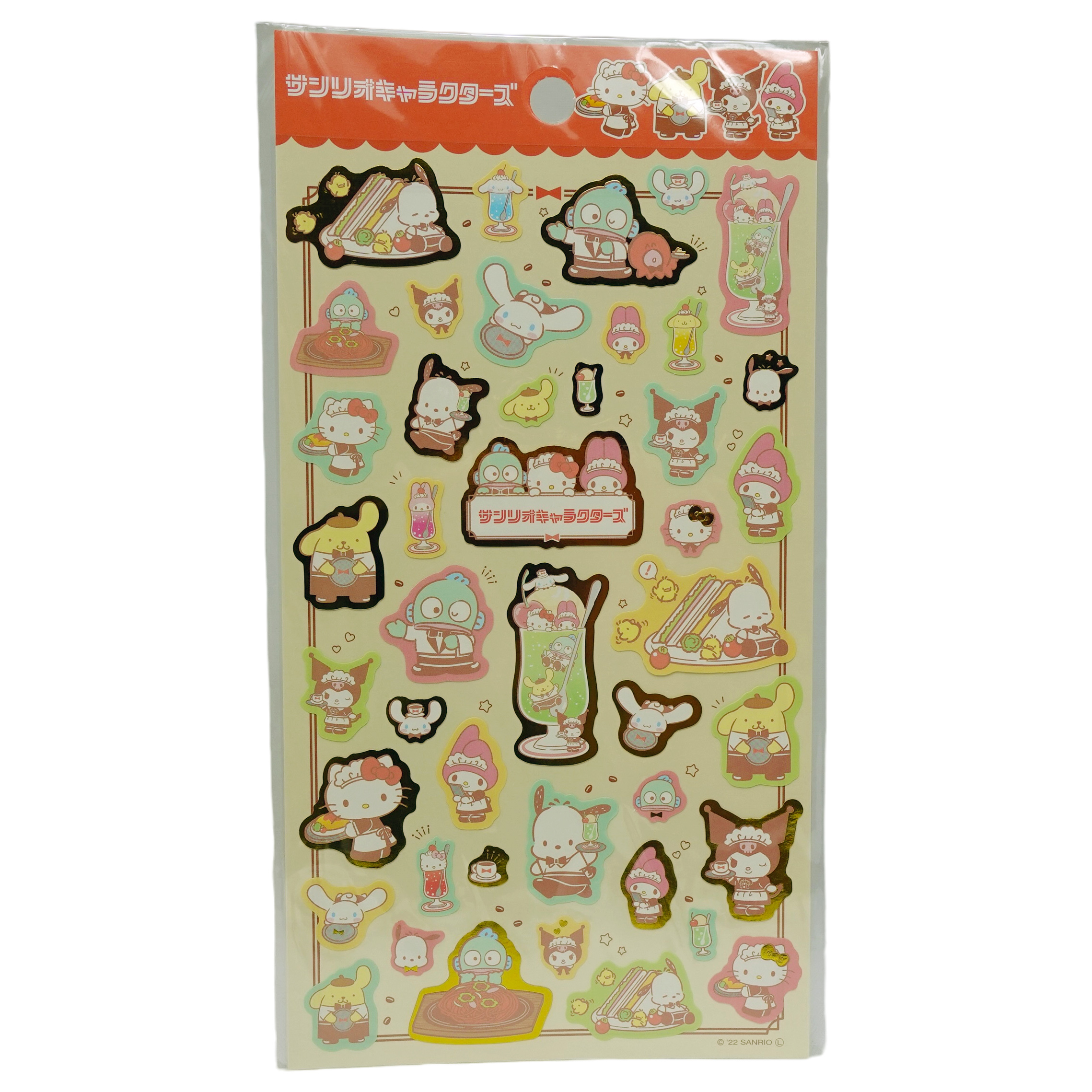 Sanrio Hello Kitty & Characters Stickers - Klistermärken med Guld detaljer