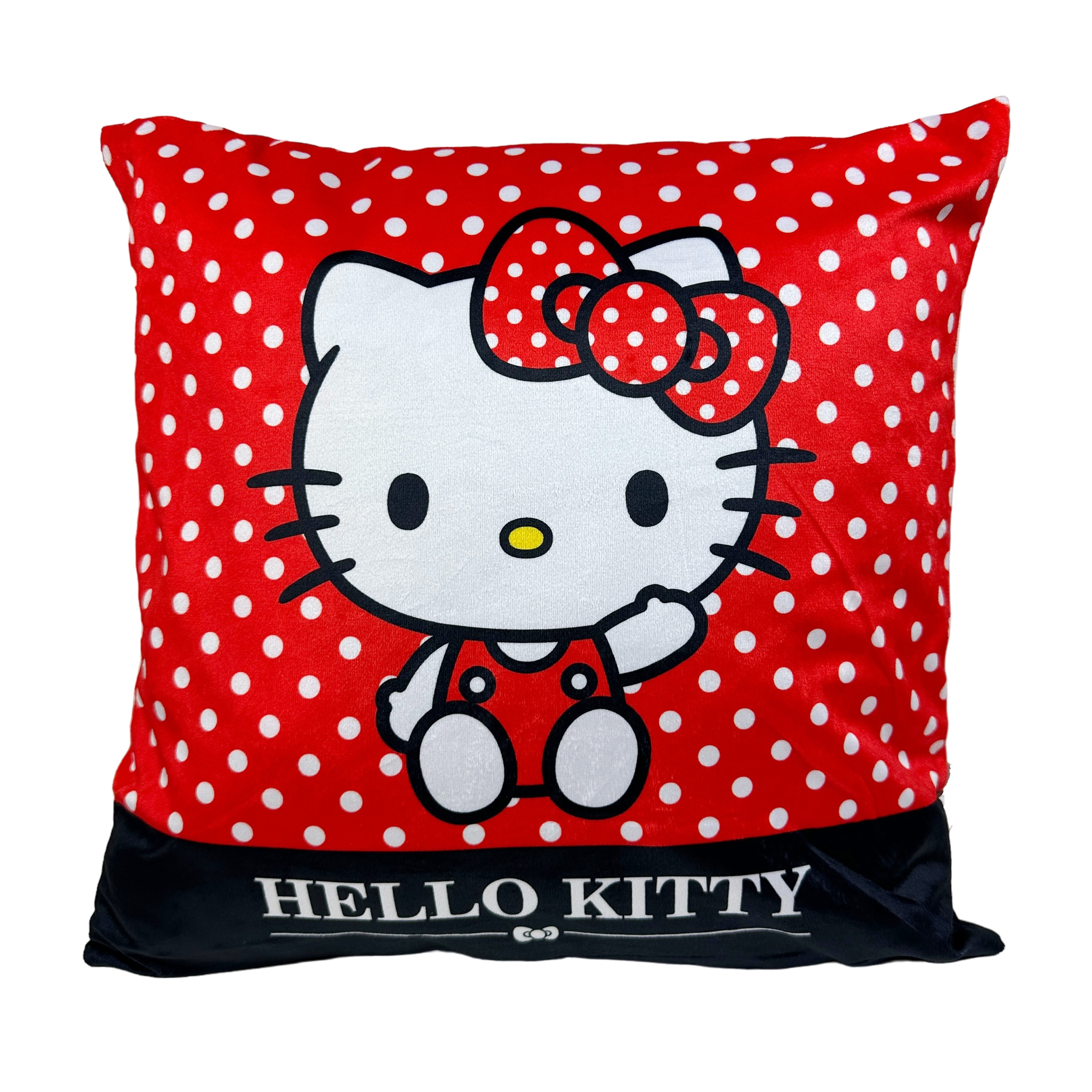 Hello Kitty Kuddfodral i Plysch 40 x 40 cm - Röd/Svart