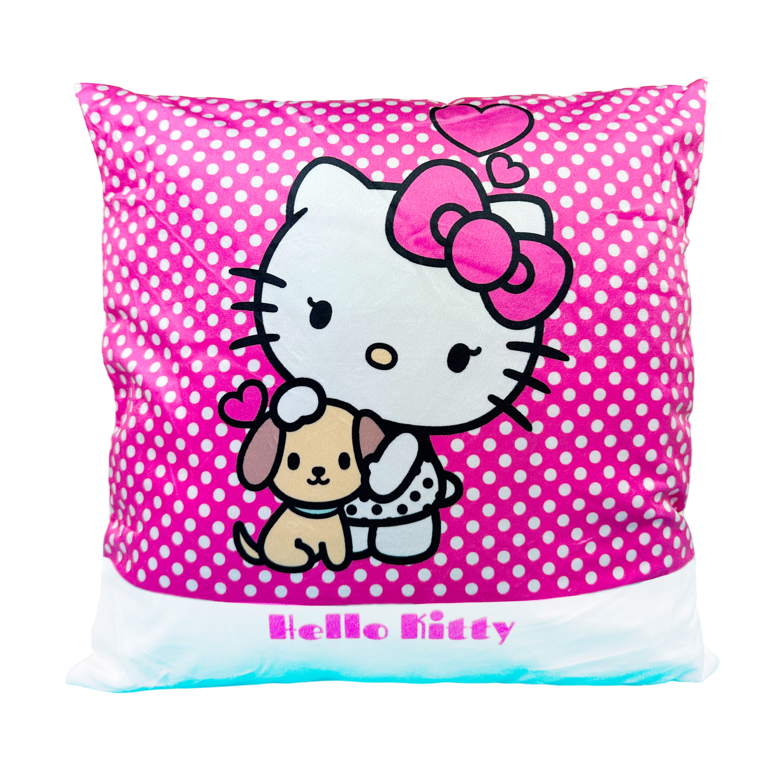 Hello Kitty Kuddfodral i Plysch 40 x 40 cm - Rosa/Vit