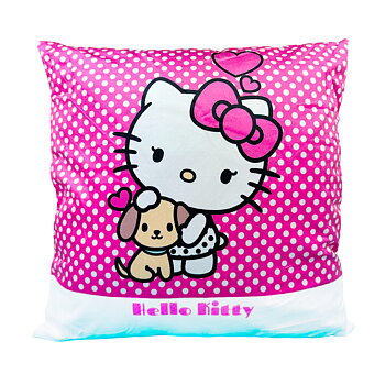 Hello Kitty Kuddfodral i Plysch 40 x 40 cm - Rosa/Vit