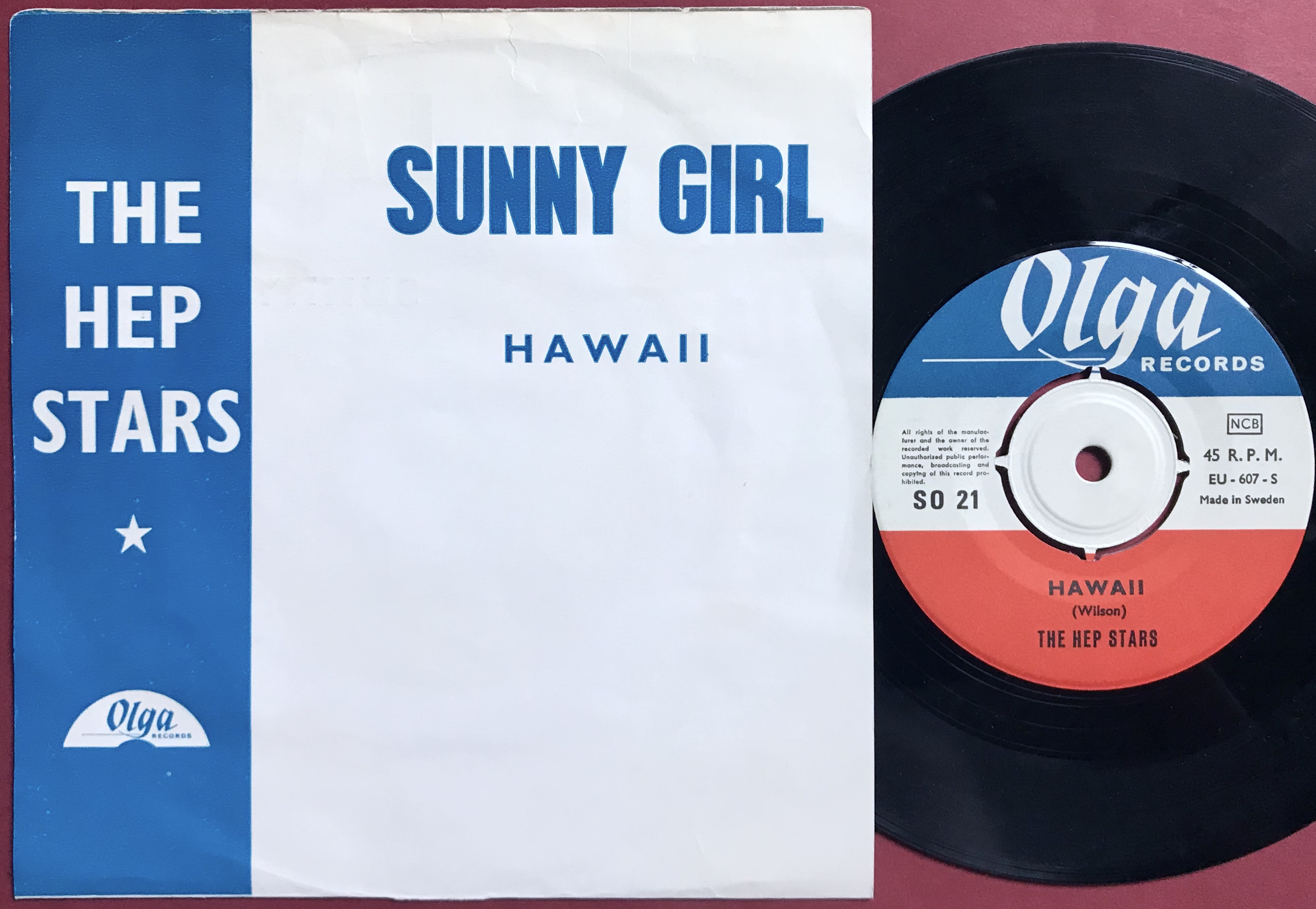 HEP STARS - Sunny girl TRYCKT insida Swe PS 1966