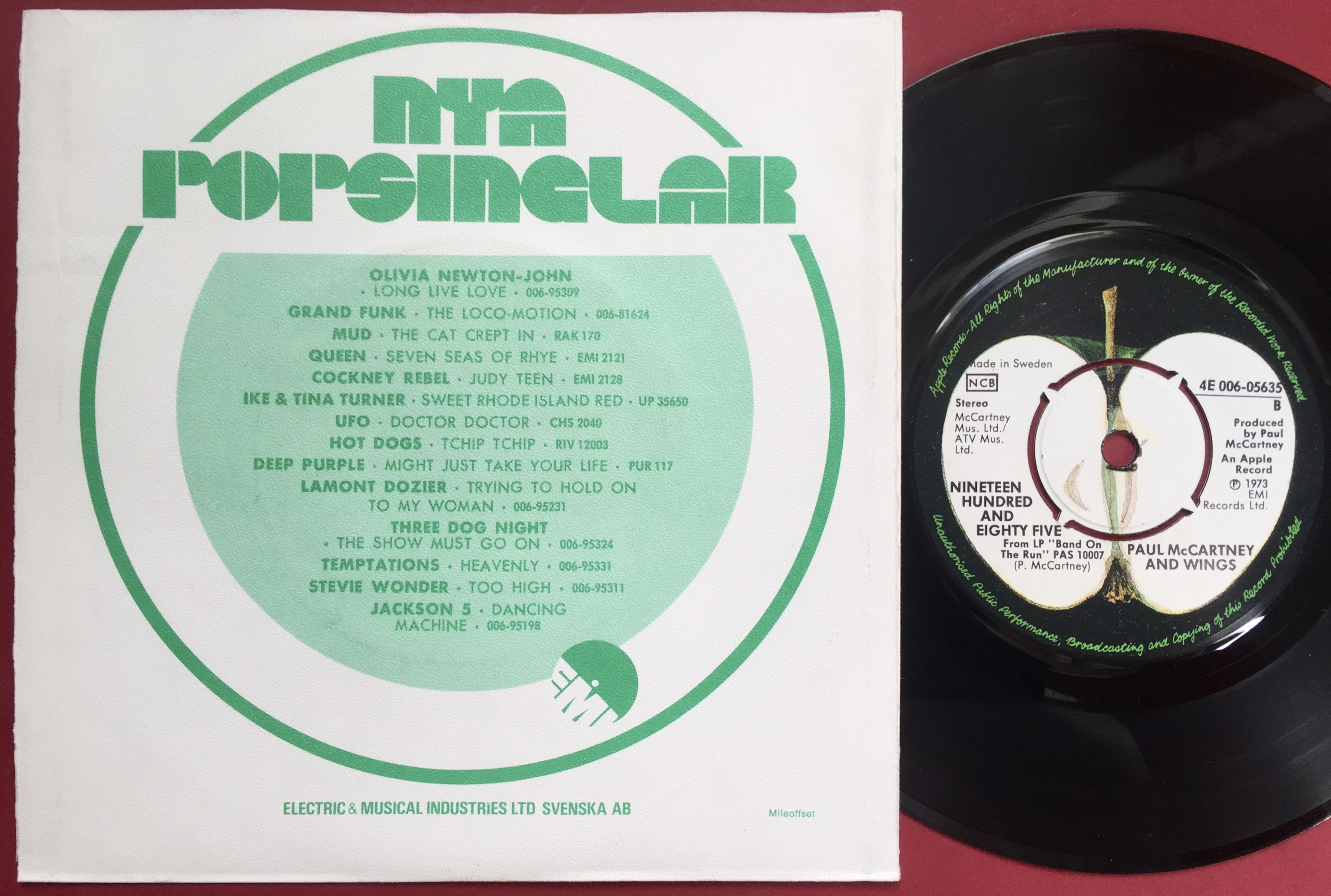 PAUL McCARTNEY & WINGS - Band on the run 7" Swe PS 1973 - 2