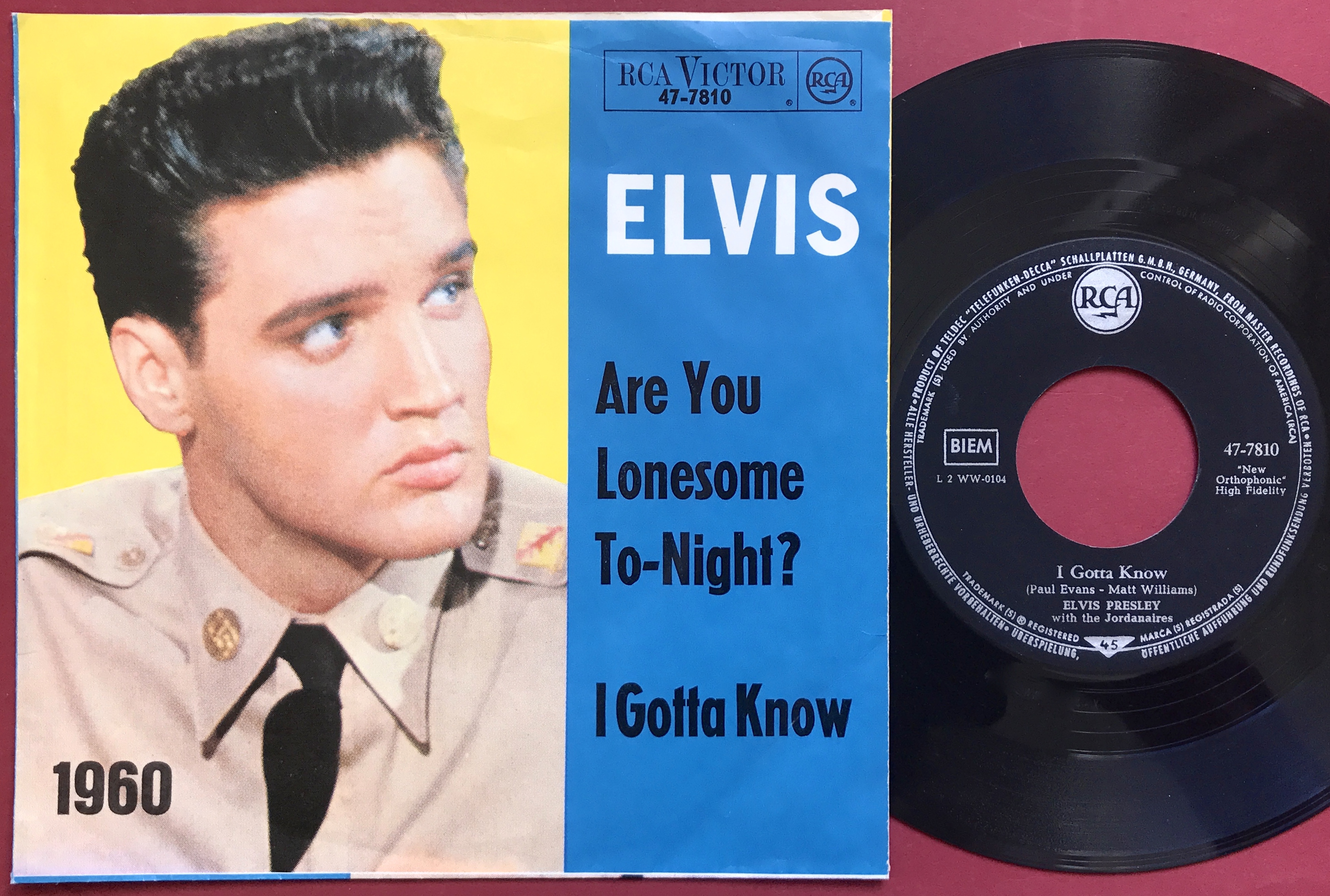 ELVIS PRESLEY - Are you lonesome tonight? 7" Svart etikett Ger PS 1960´s - 2