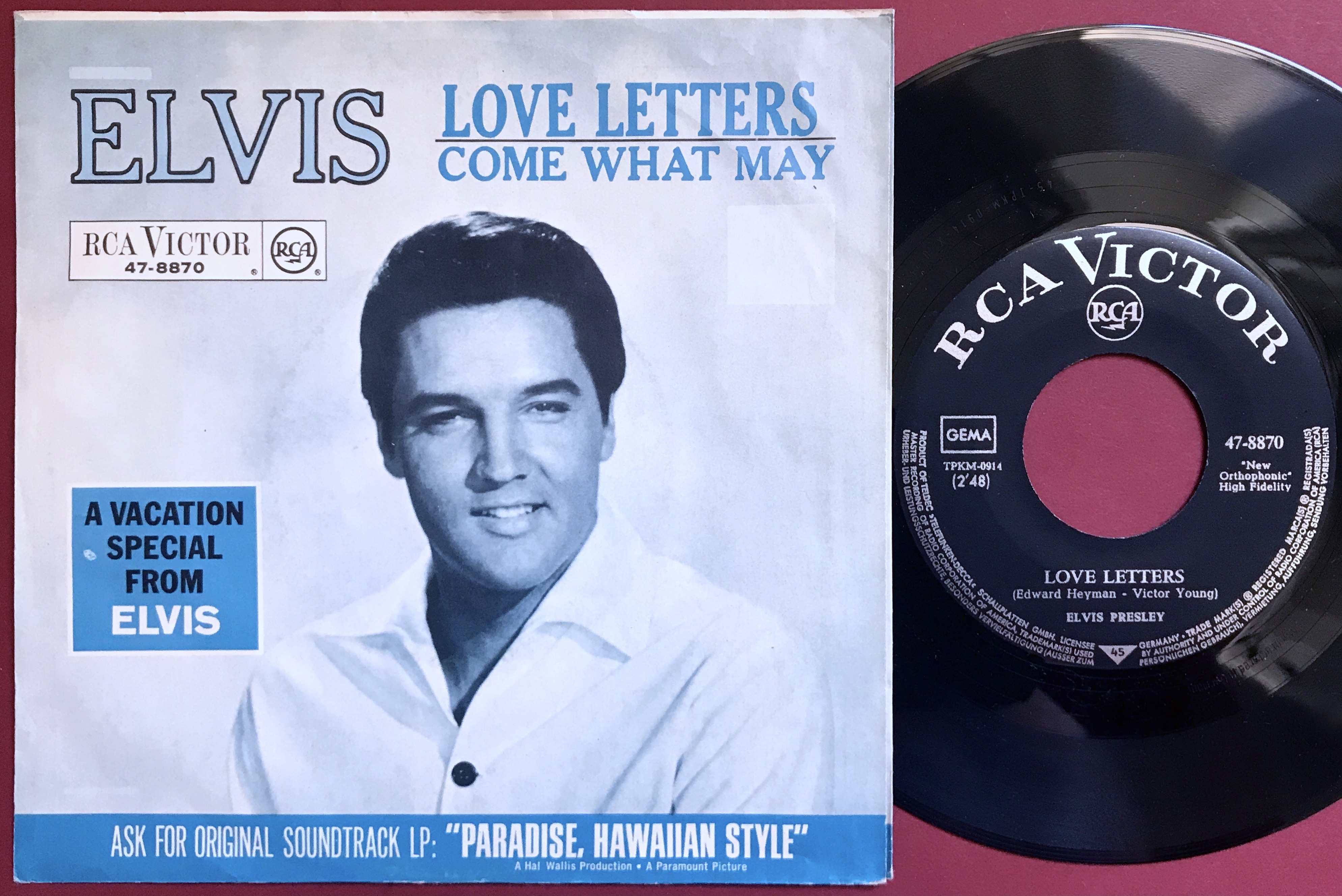 ELVIS PRESLEY - Come what may 7" Ger PS 1966 - 2