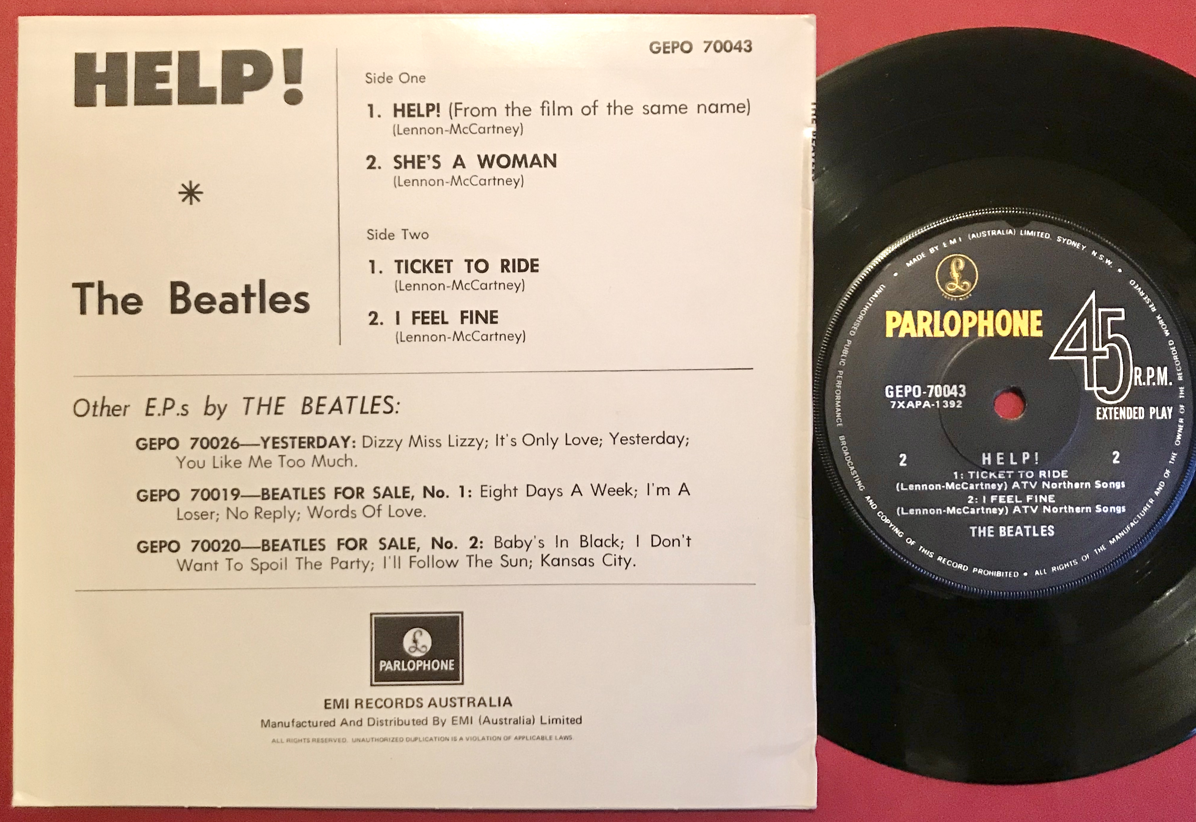 BEATLES - Help! +3 Australien EP 1965 - 2