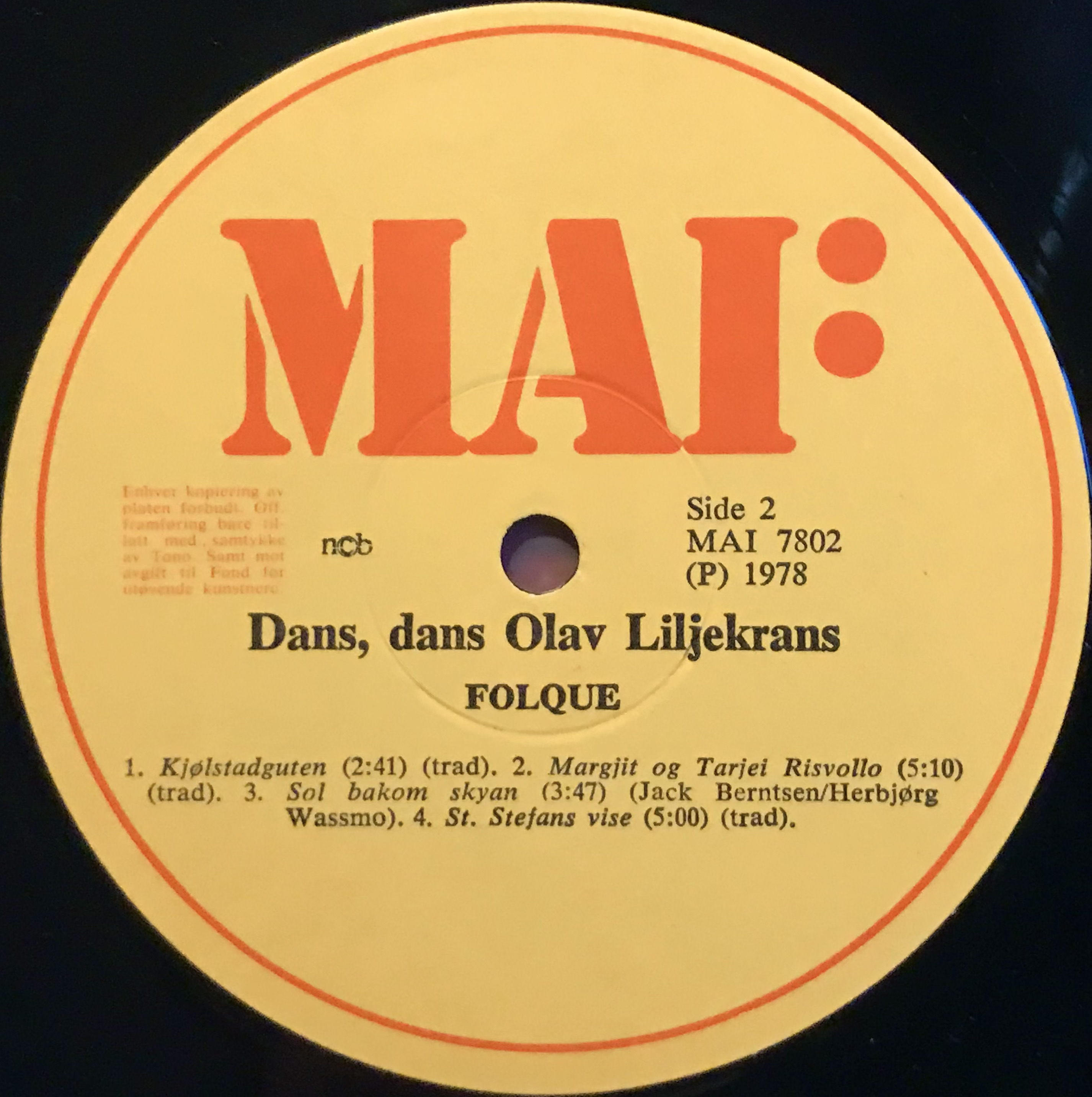 FOLQUE - Dans, dans, Olav Liljekrans Norway orig LP 1978 - 4