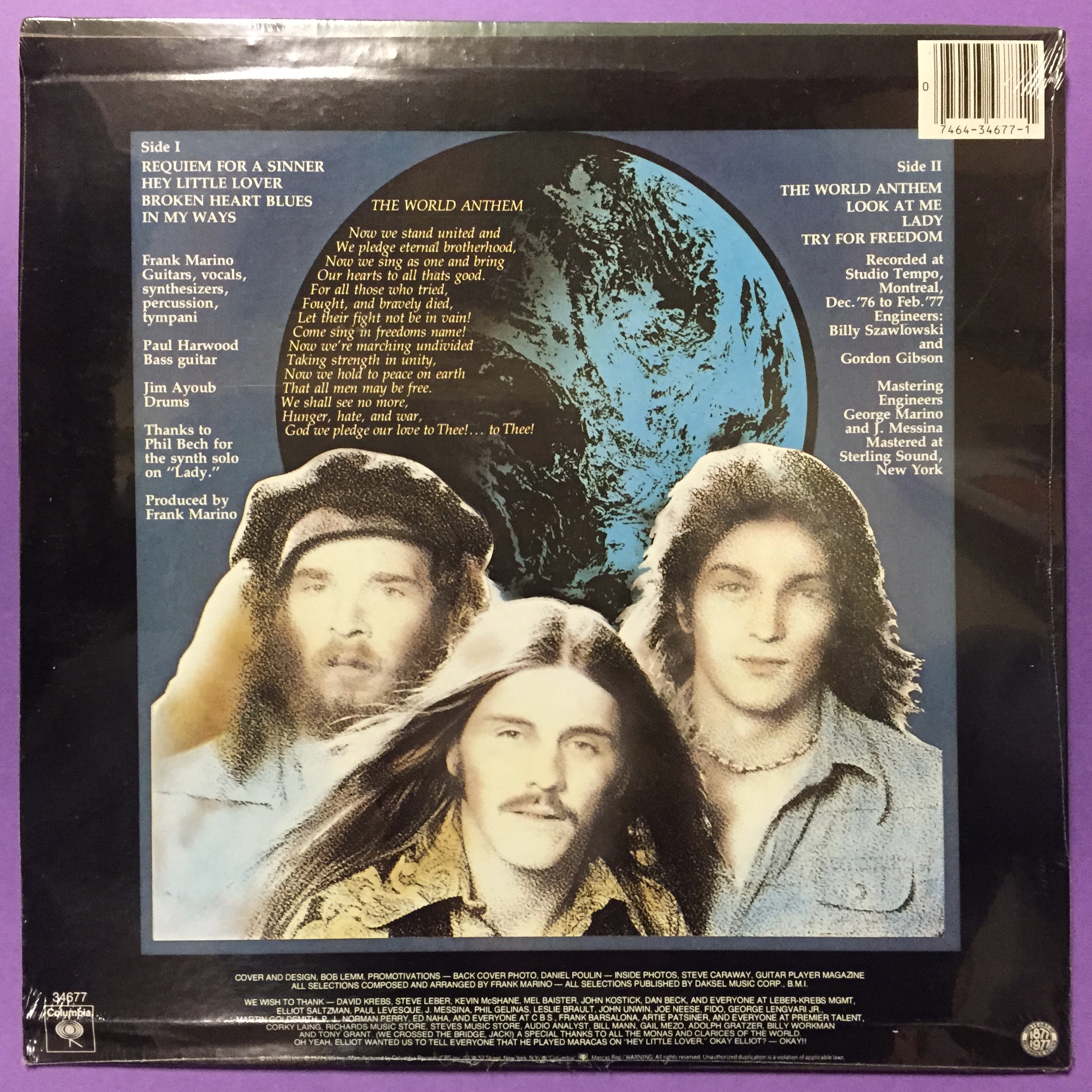 FRANK MARINO & MAHOGANY RUSH - World anthem US LP 1977 OÖPPNAD! - 2