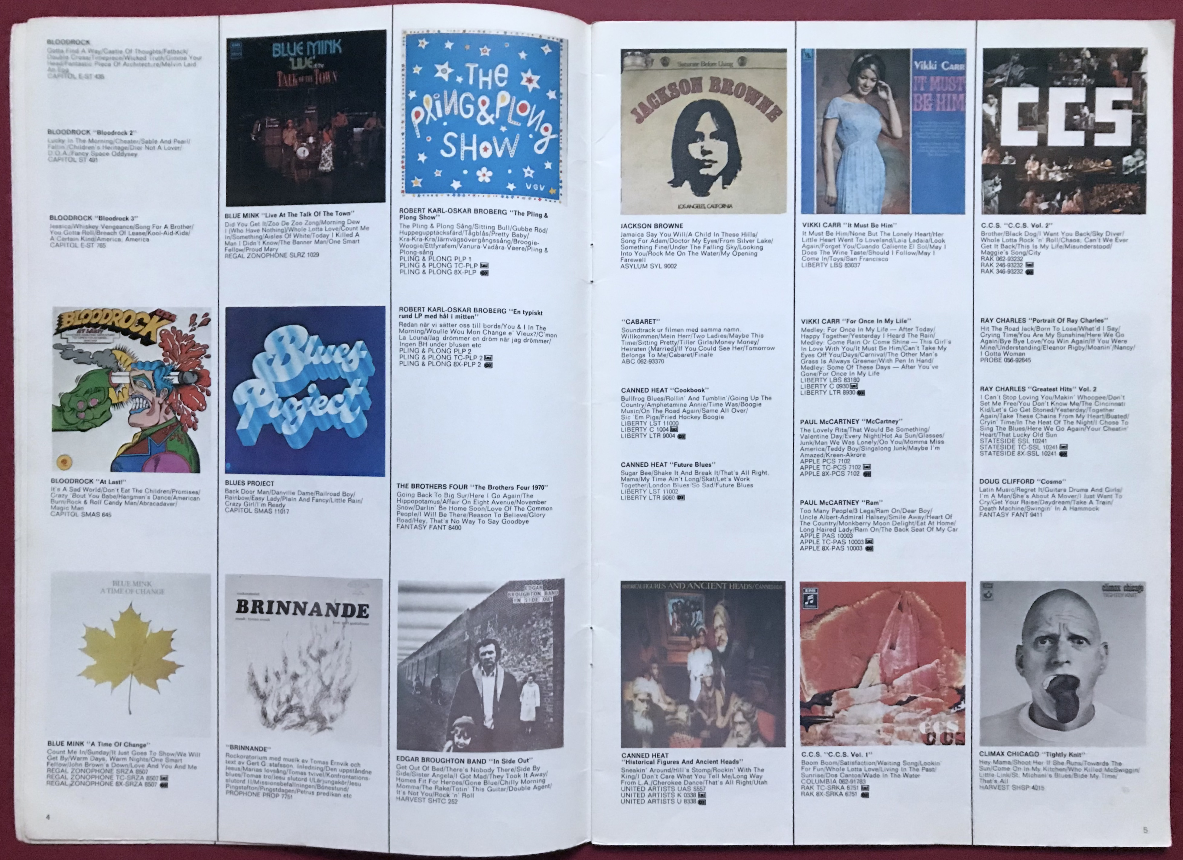 MUSIC, MUSIC, MUSIC - Svensk 1972 EMI skivkatalog CREEDENCE omslag - 4