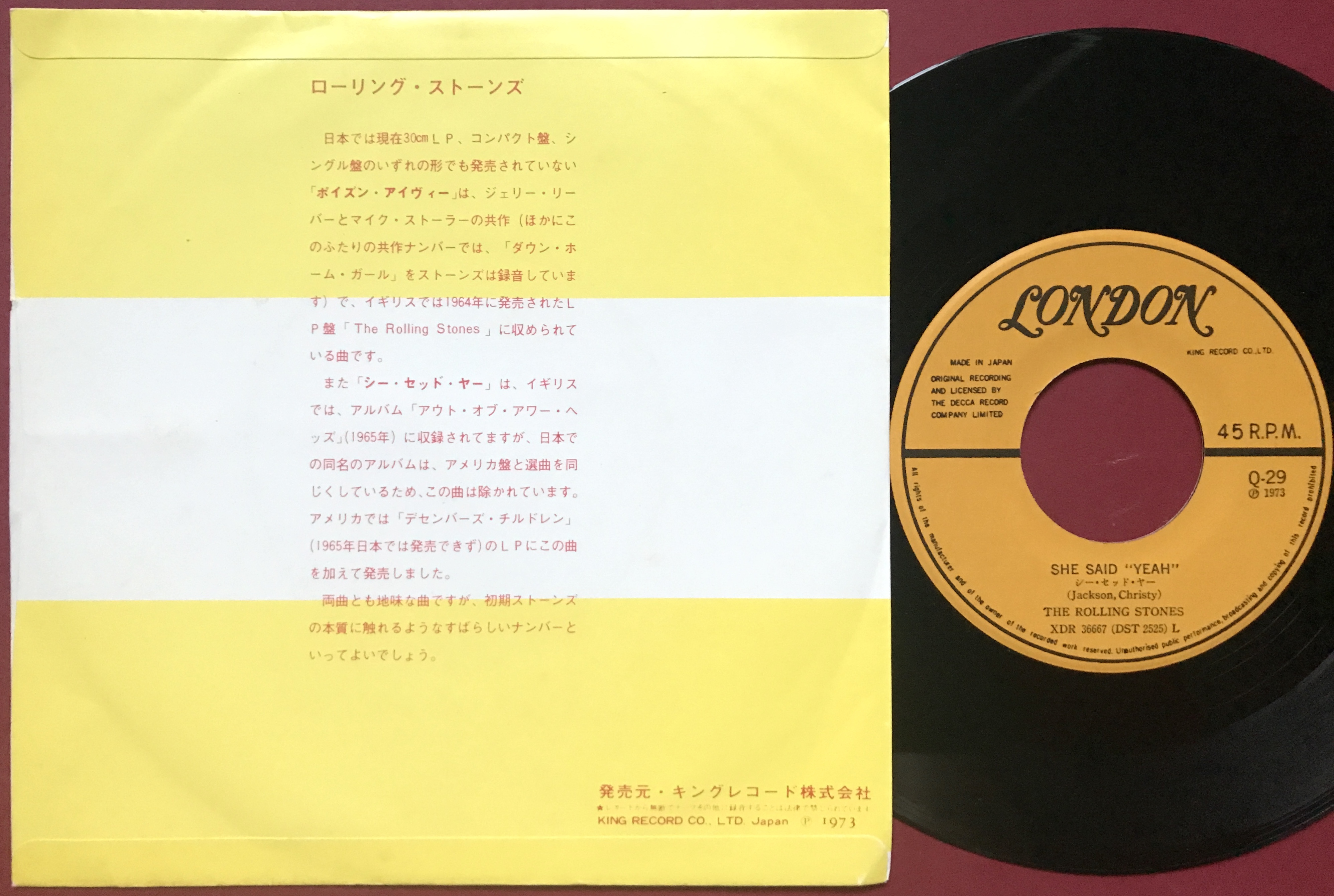 Nostalgipalatset Rolling Stones Poison Ivy She Said Yeah Japan Ps 1973