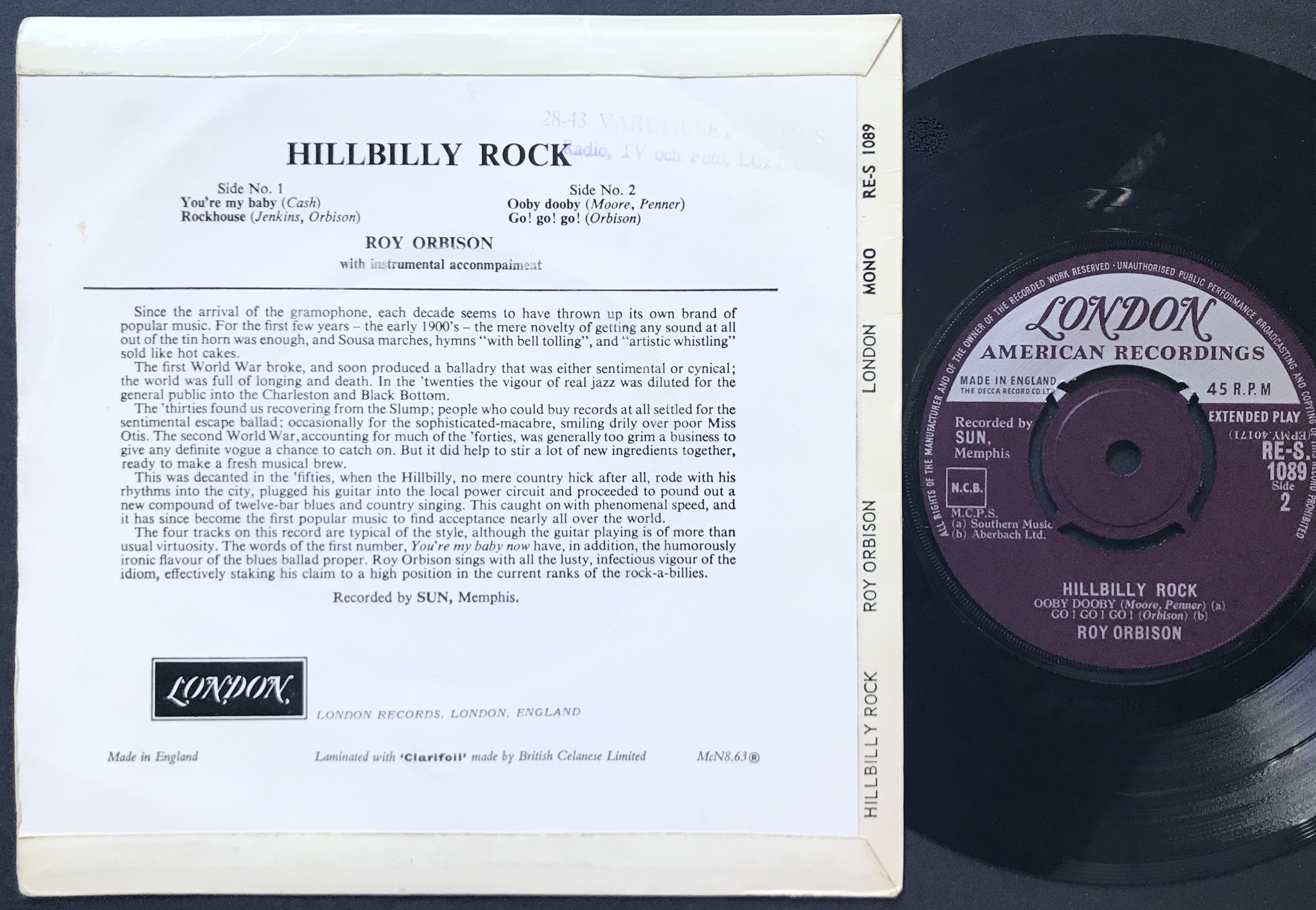 ROY ORBISON - Hillbilly rock UK EP 1963 - 2