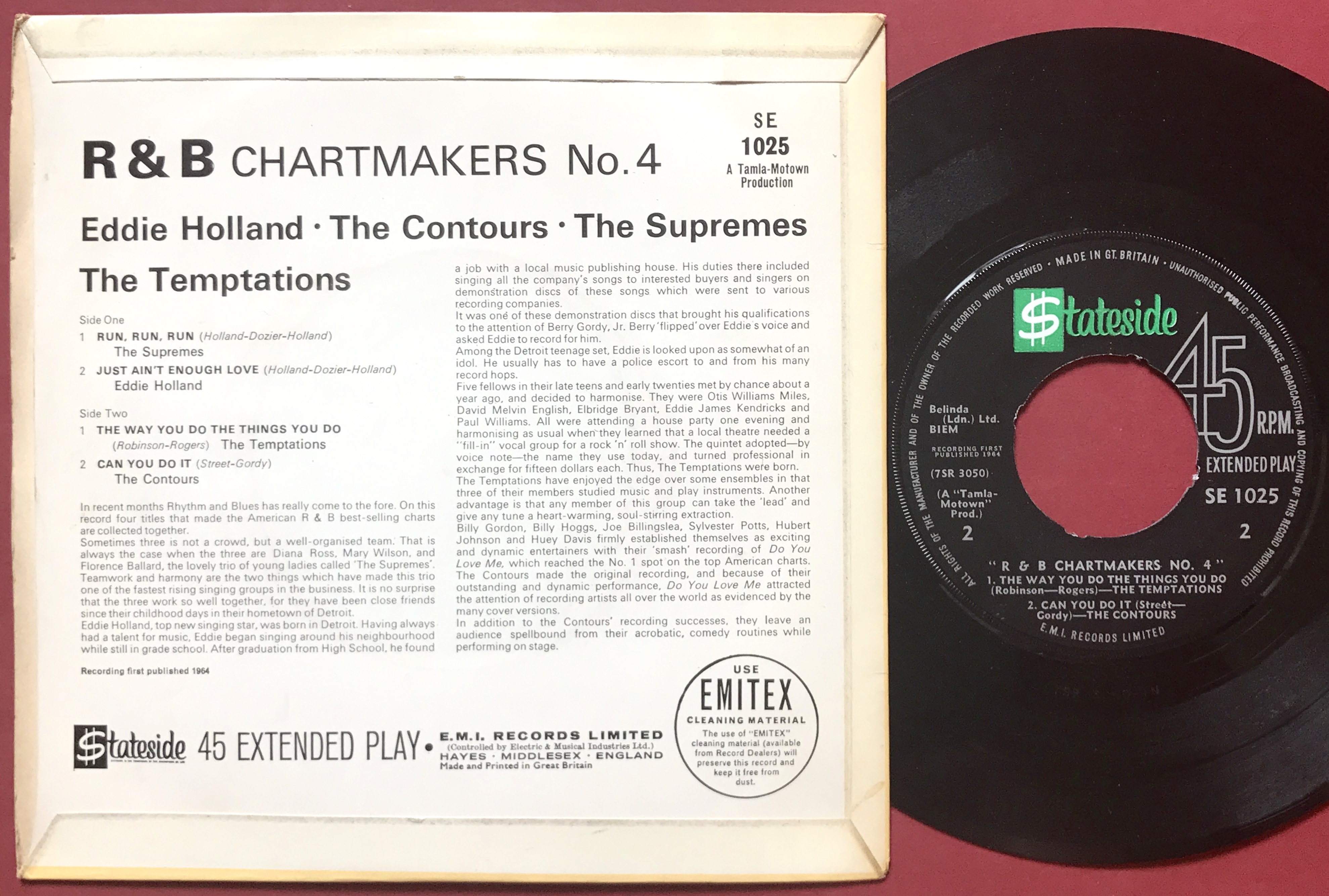 EDDIE HOLLAND CONTOURS SUPREMES TEMPTATIONS - R & B Chartmakers no 4 UK EP 1964 - 2