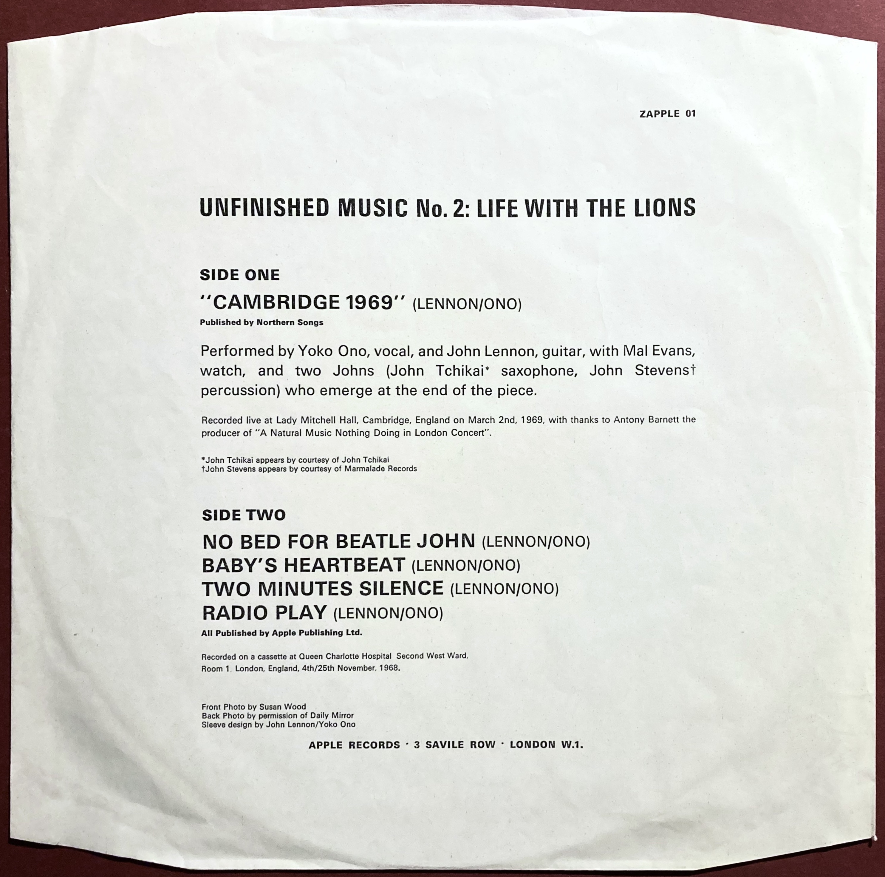  JOHN LENNON & YOKO ONO - Life with the lions UK LP 1969 - 6