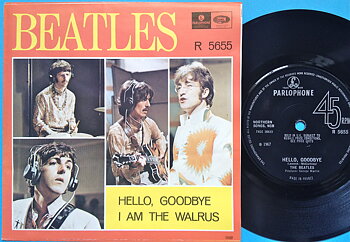 BEATLES - Hello goodbye 7" Rare UK/France SOLID centre 1967 PS