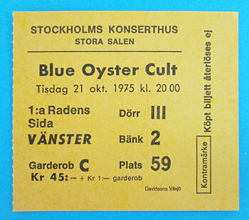 BLUE OYSTER CULT - Stockholm 1975