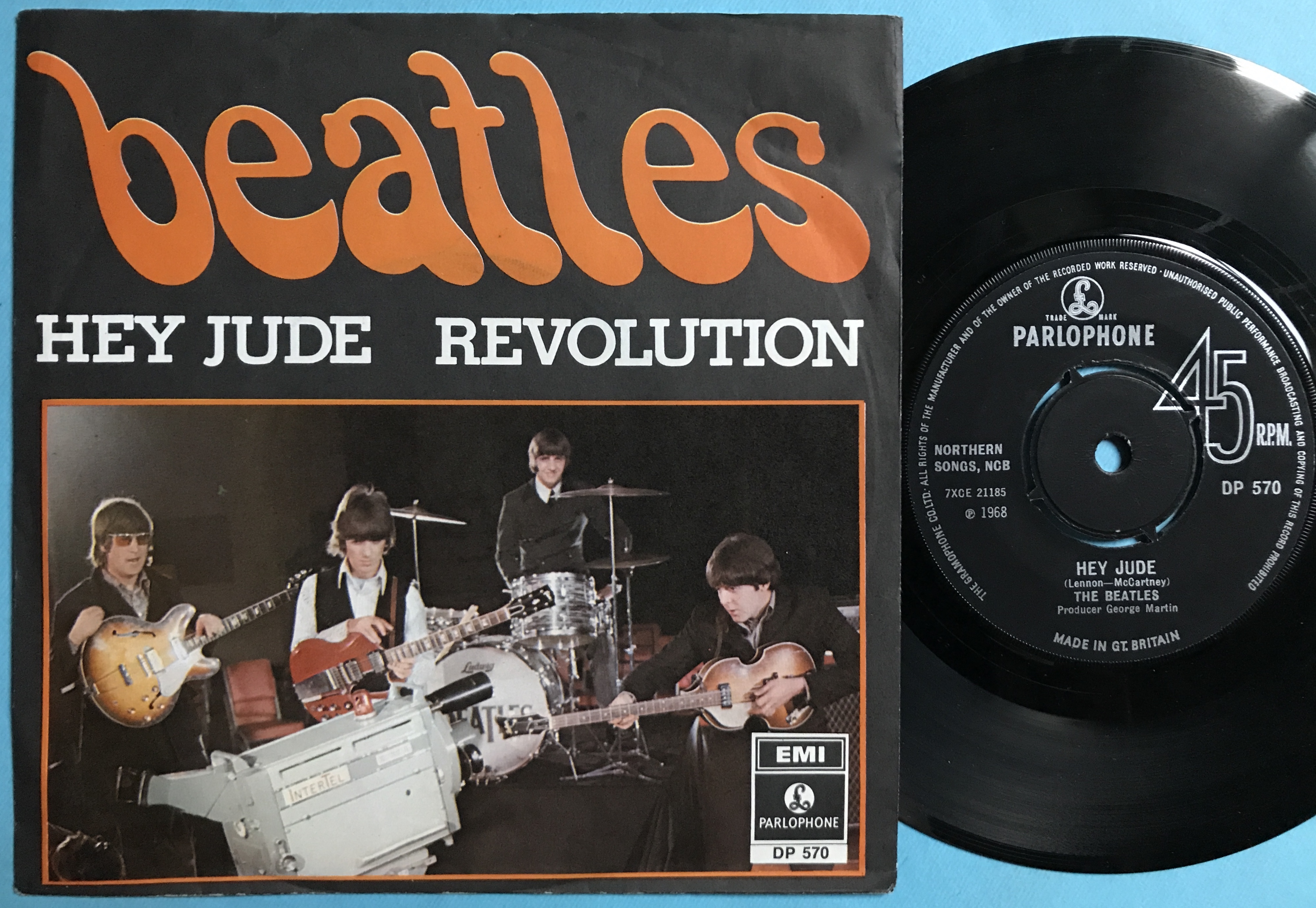 BEATLES - Hey Jude UK 7" EXPORT DP 570 / Swe PS 1968
