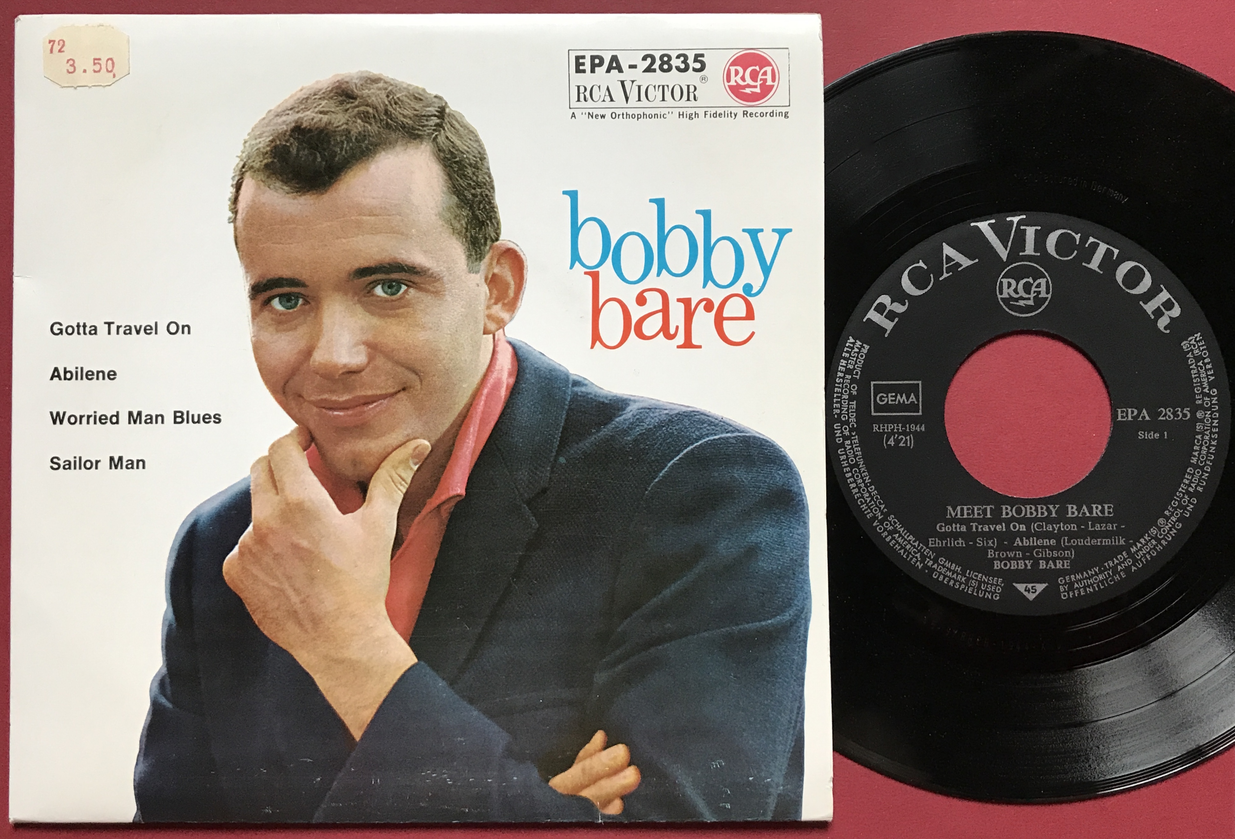 BOBBY BARE - Gotta travel on +3 Tysk EP 1963 M-!
