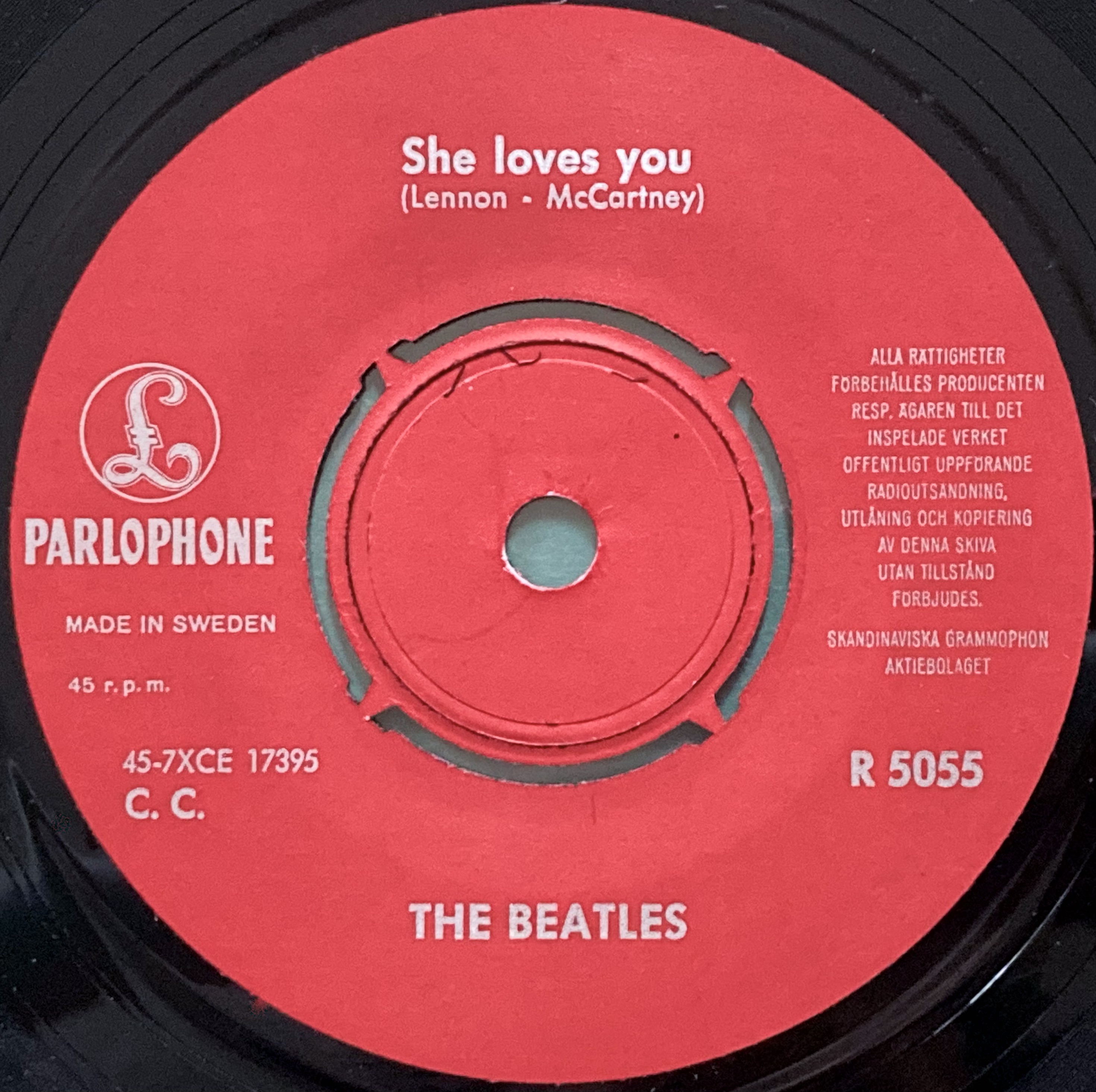 BEATLES - She loves you 7" DARK GREEN Swe PS 1963 - 3