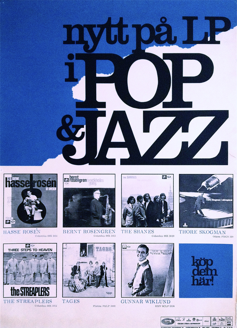 TAGES SHANES STREAPLERS (1965) "Nytt på LP POP & JAZZ"- Promoaffisch