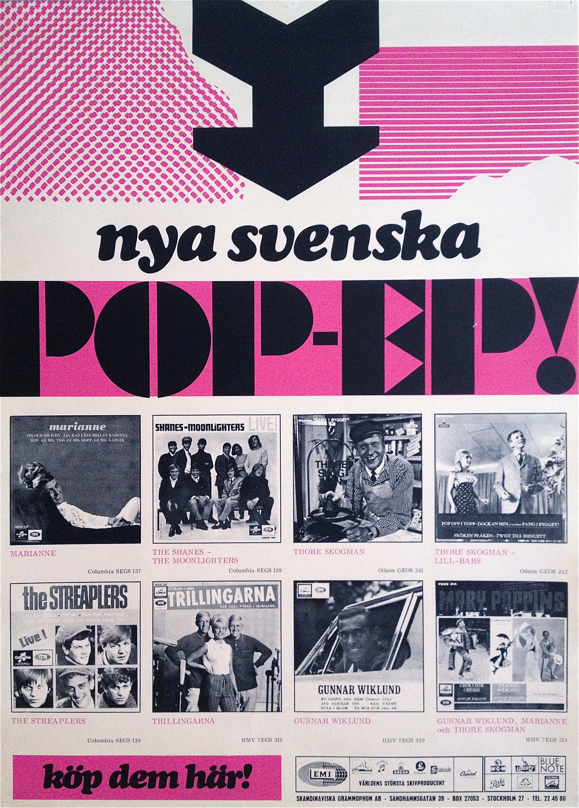 SHANES MOONLIGHTERS STREAPLERS (1965) "Nya svenska POP-EP!"- Promoaffisch