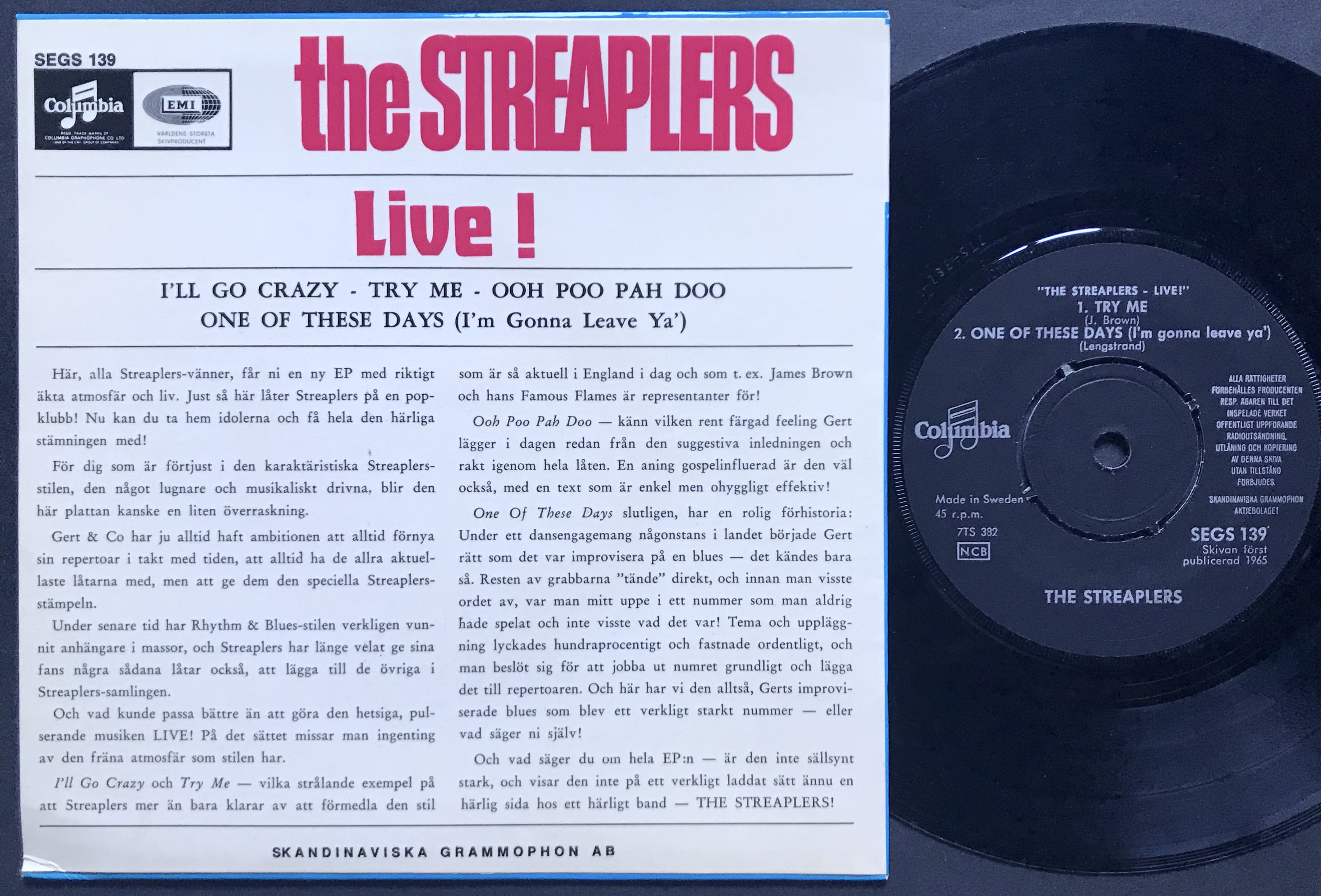 STREAPLERS - Live! Swe EP 1965 - 2