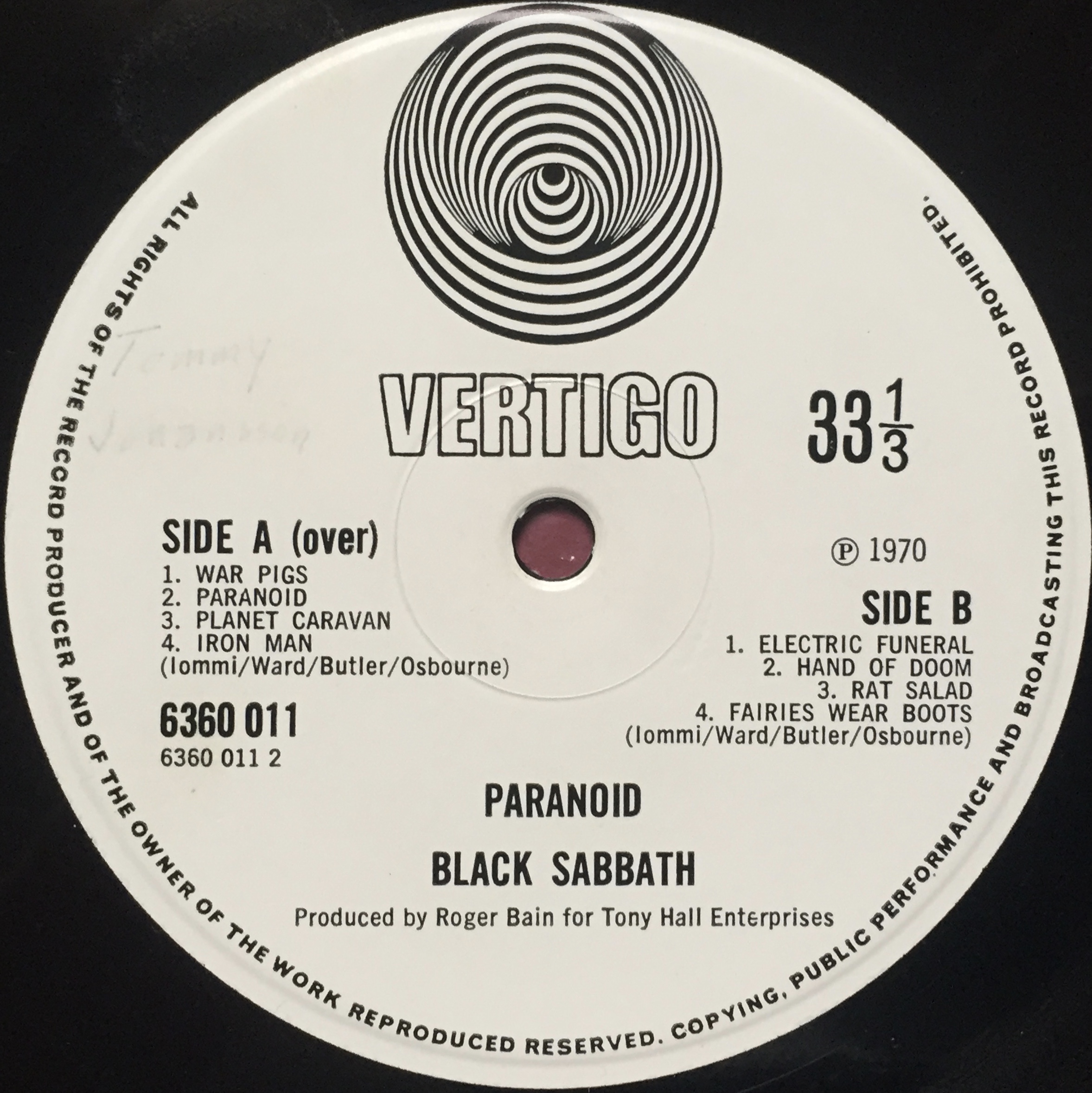 BLACK SABBATH - Paranoid UK LP 1970 - 3