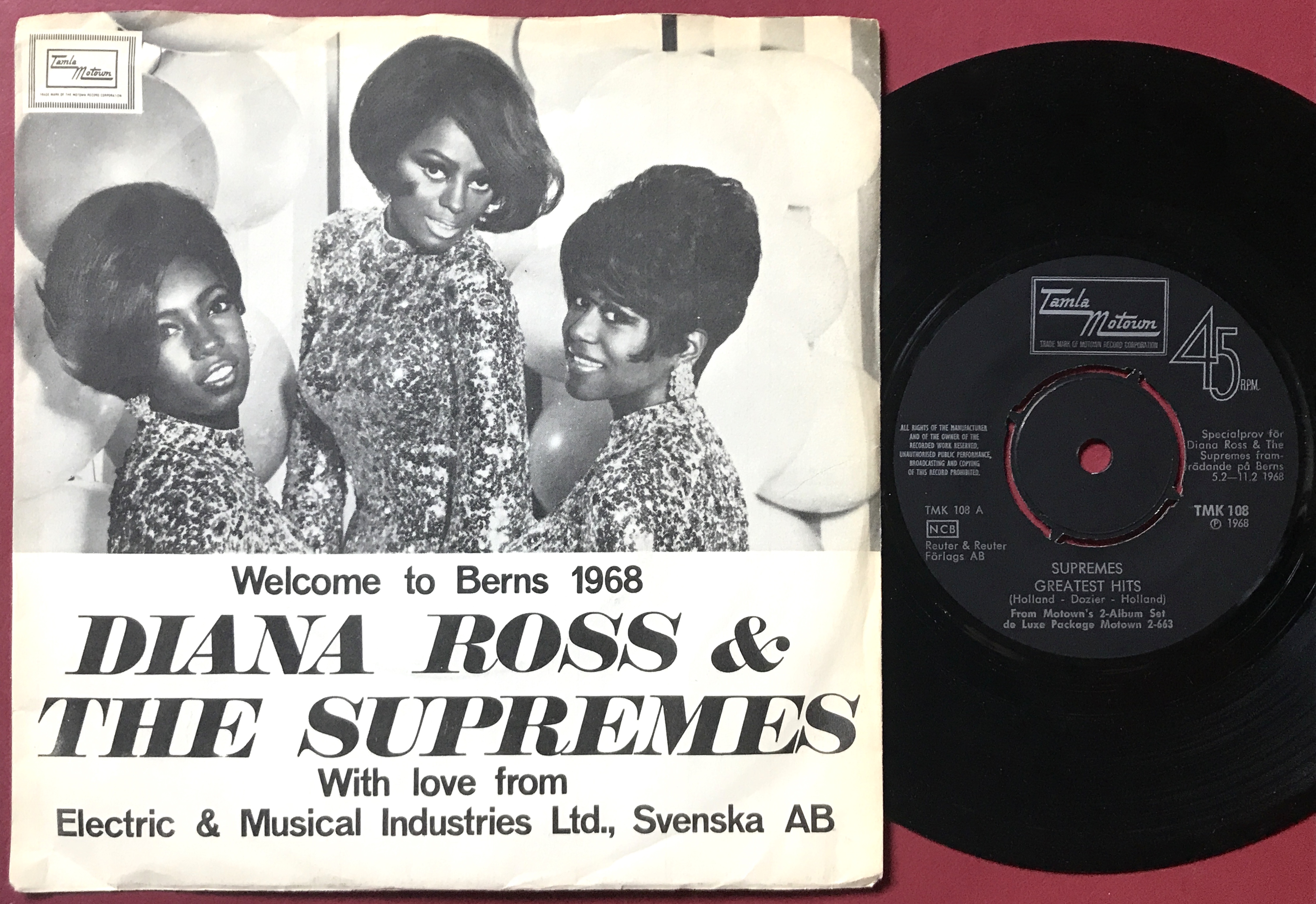 DIANA ROSS & SUPREMES - Welcome to Berns Swe PS 1968 