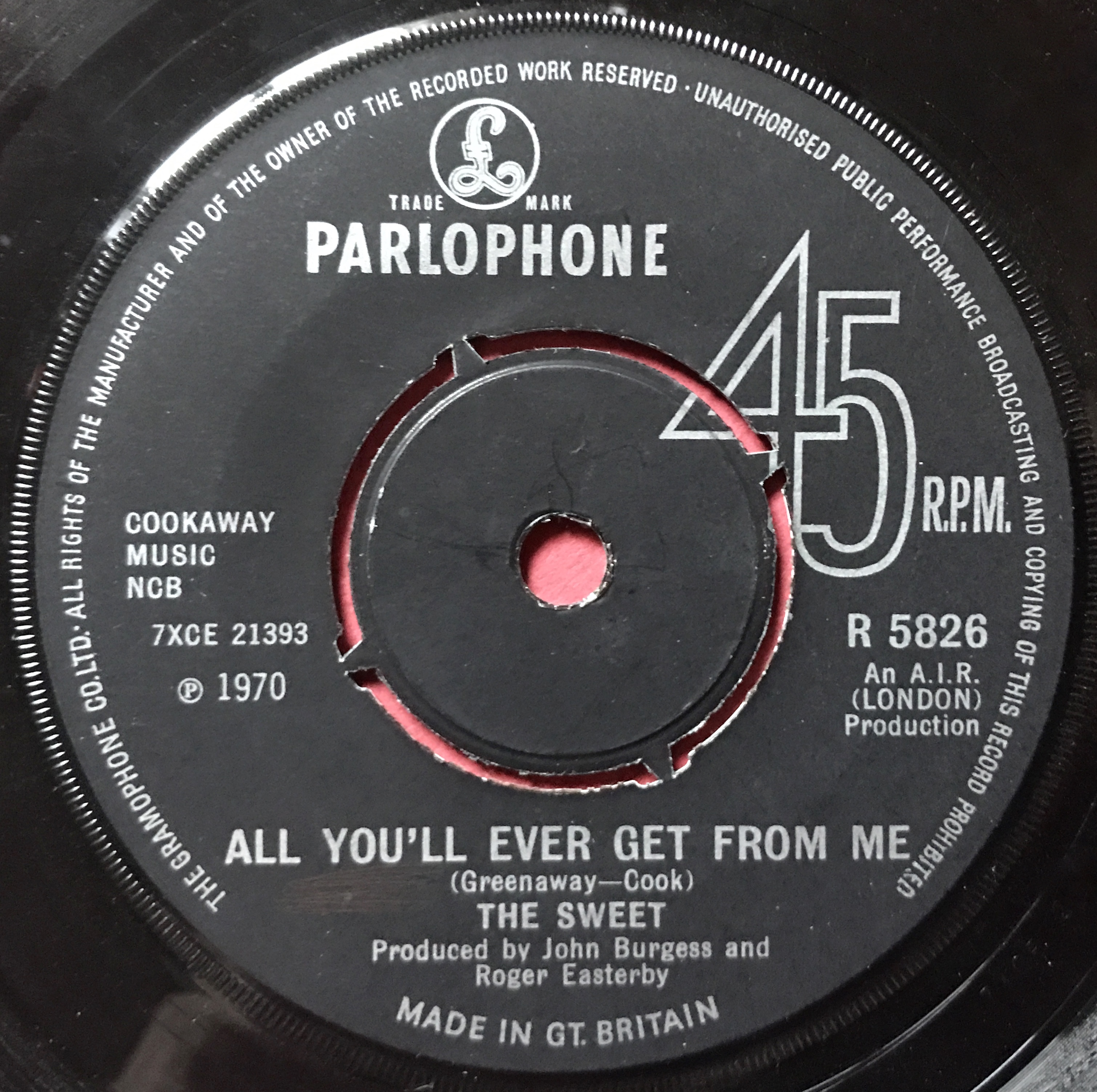SWEET - All you´ll ever get from me UK 45 1970