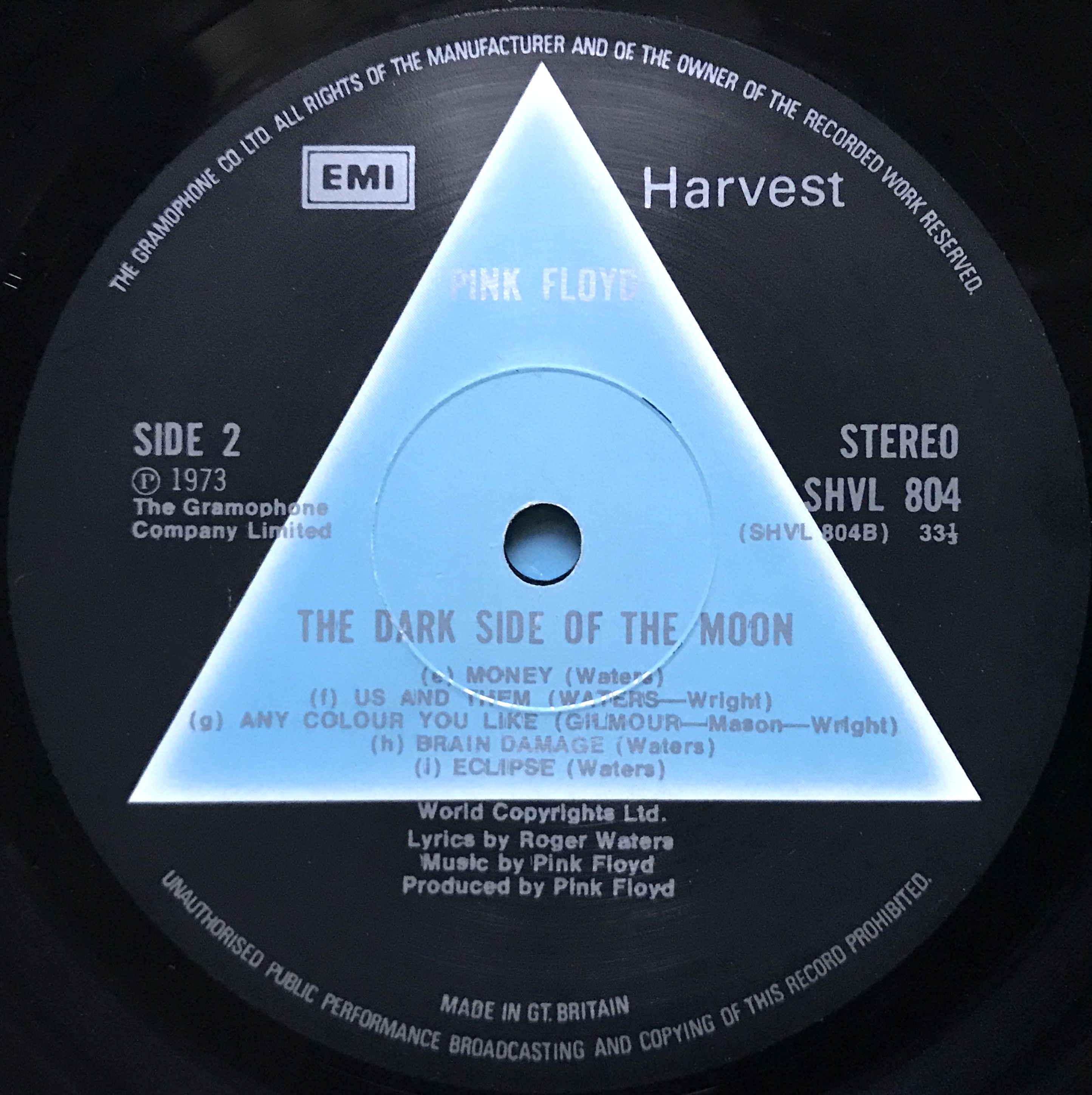 PINK FLOYD - Dark side of the moon UK-orig BLÅ triangel LP 1973 - 5