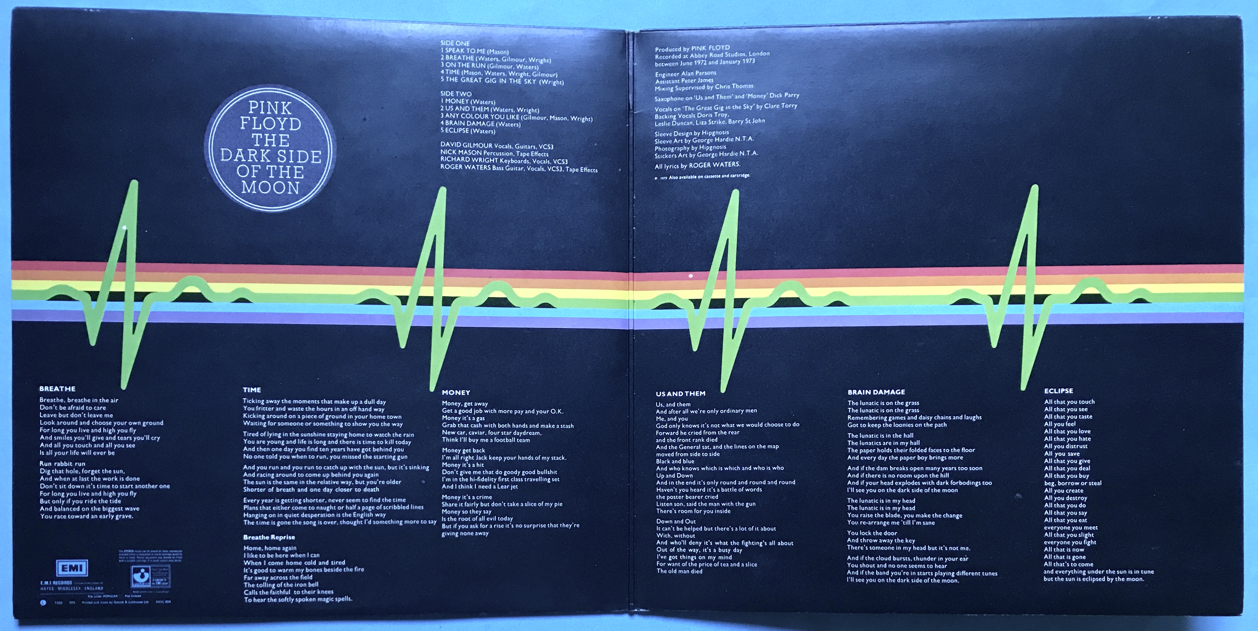 PINK FLOYD - Dark side of the moon UK-orig BLÅ triangel LP 1973 - 3