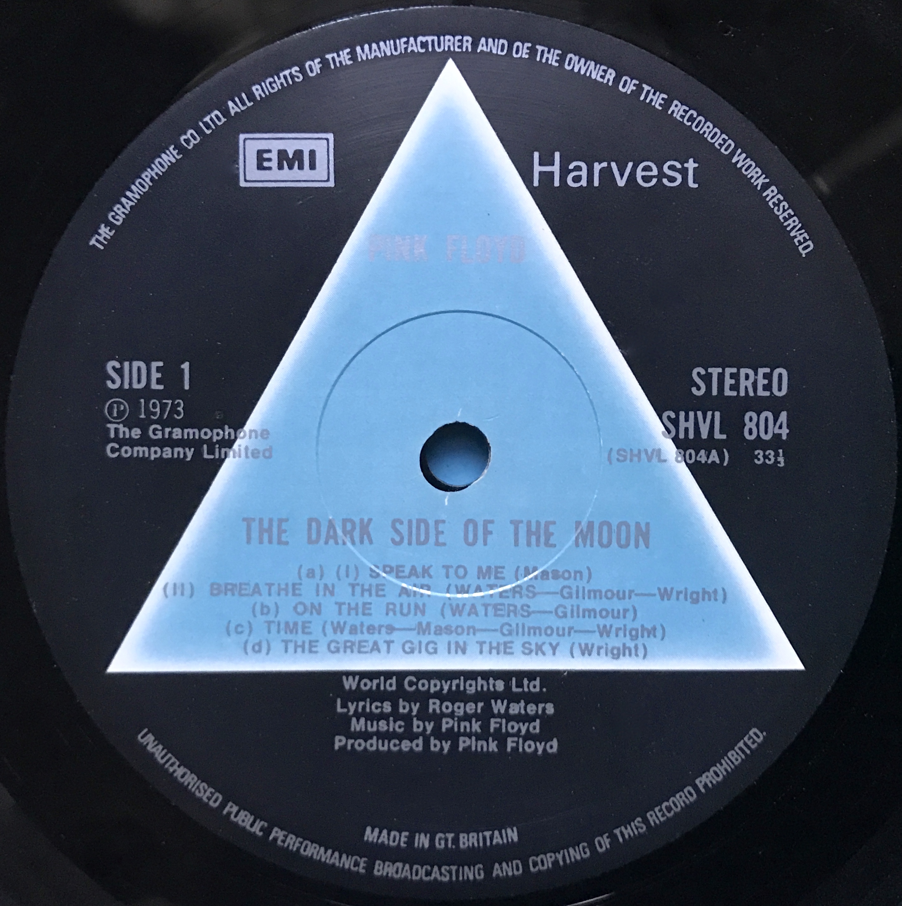 PINK FLOYD - Dark side of the moon UK-orig BLÅ triangel LP 1973 - 4