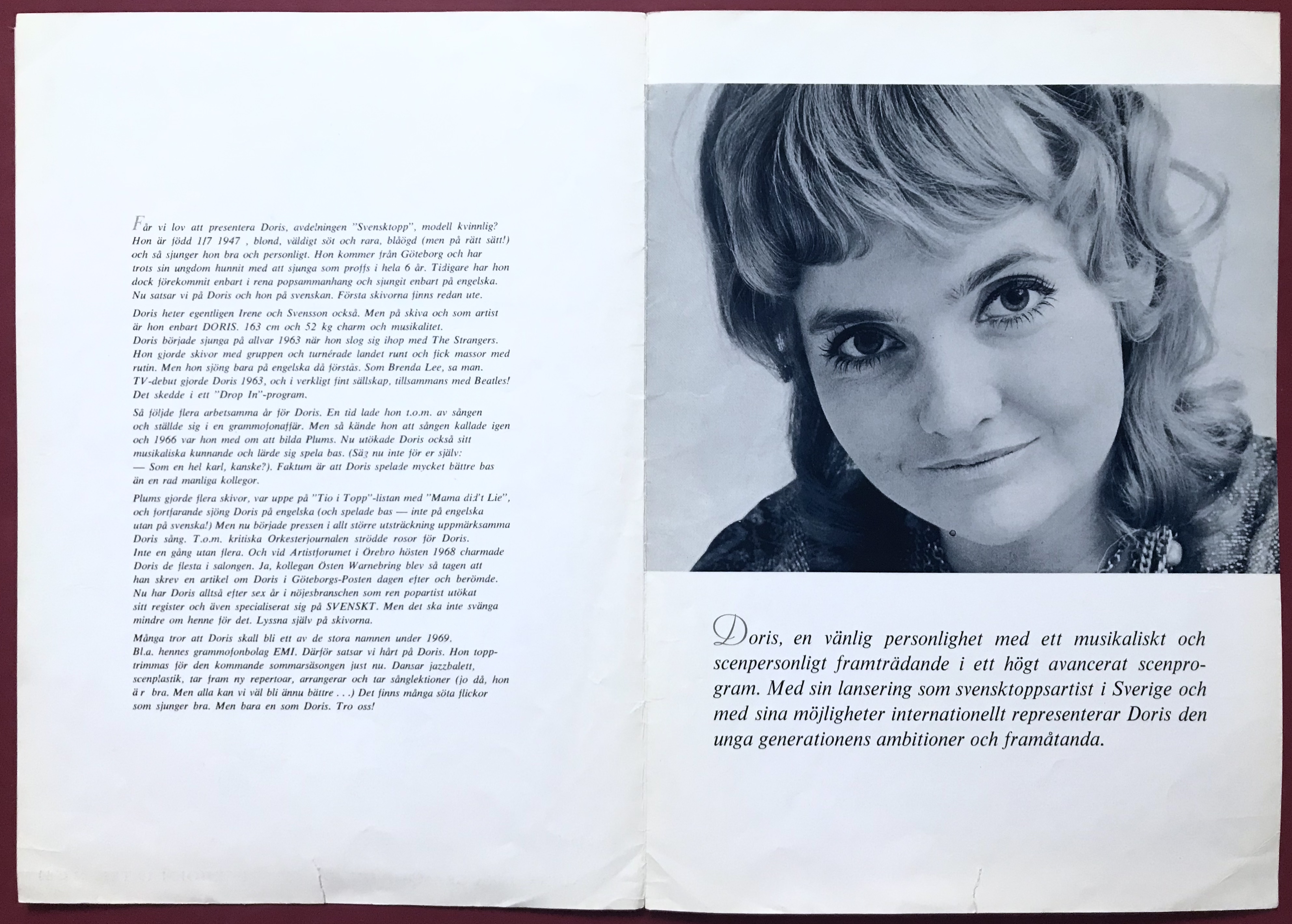 DORIS EMI promo folder 1969