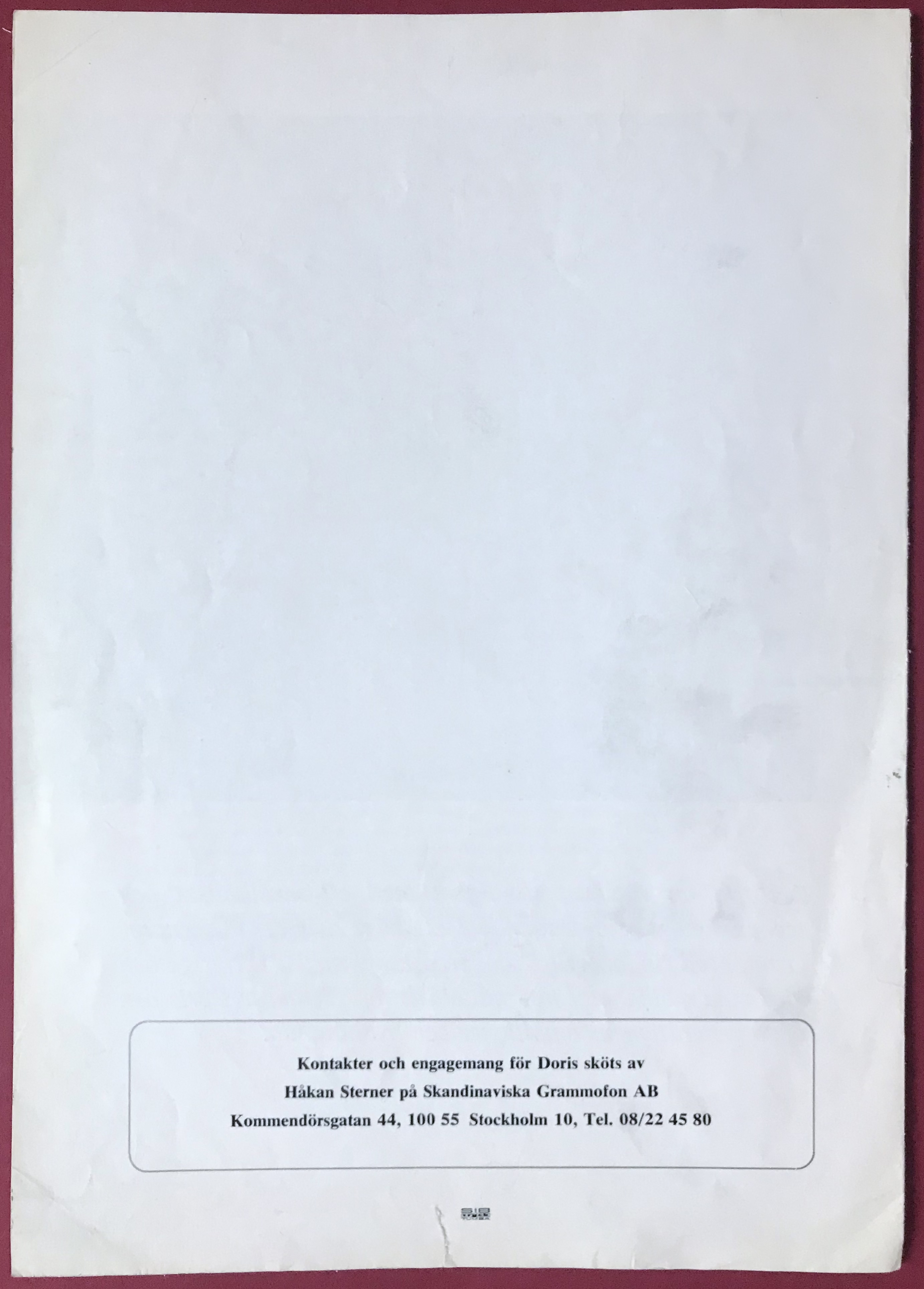 DORIS - EMI promo folder 1969 - 2