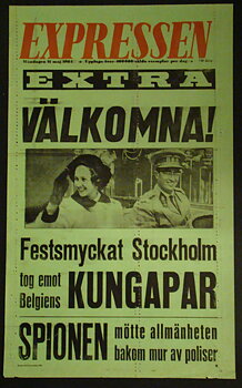 EXPRESSEN LÖPSEDEL - BELGIENS KUNGAPAR till Sverige (1964)