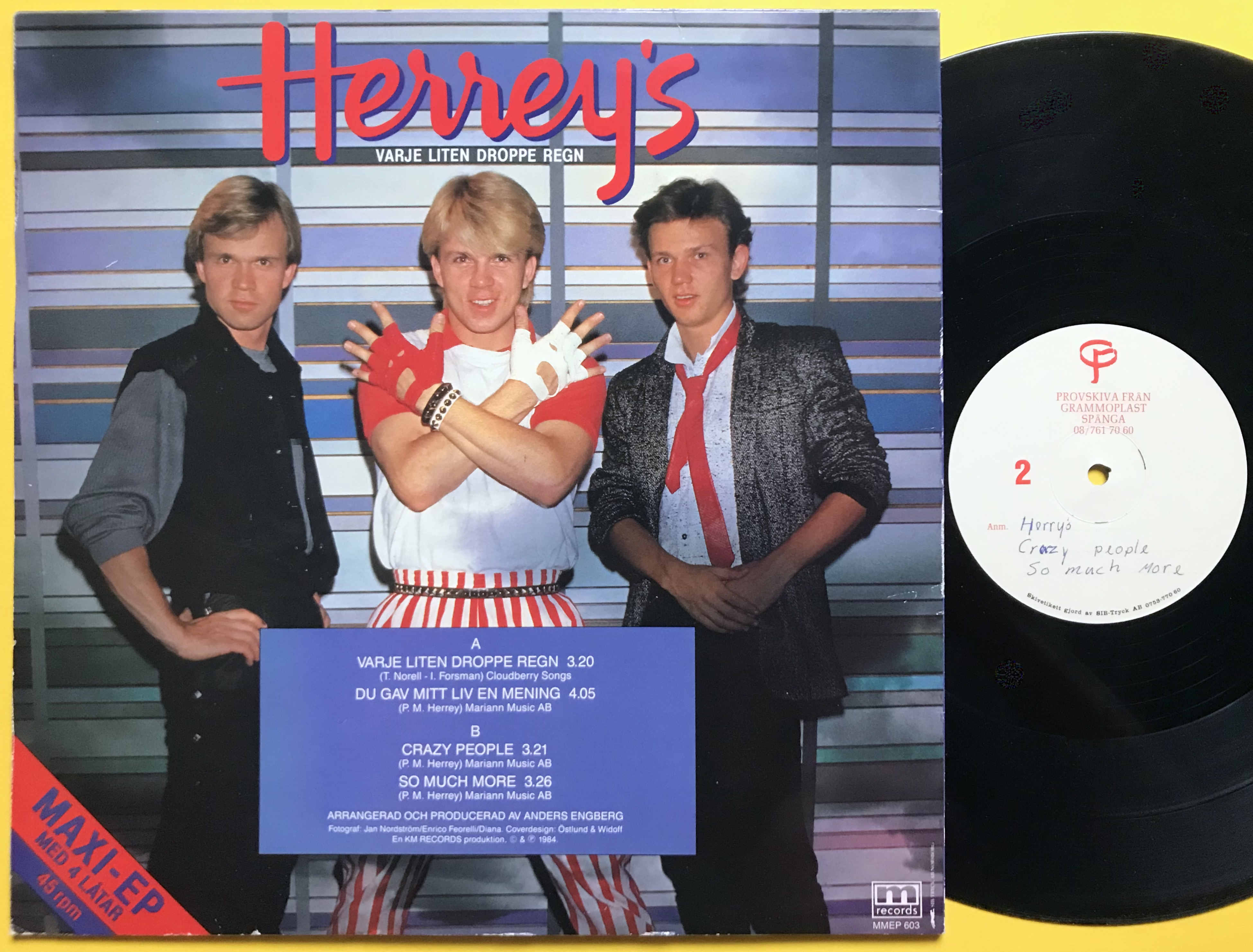 HERREY´S - Varje lite droppe regn 1984 orig TEST PRESSING 12" EP - 2