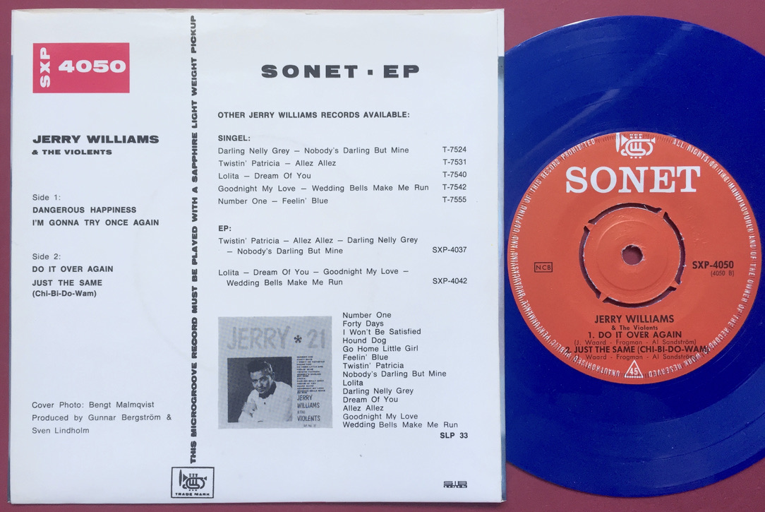 JERRY WILLIAMS - Dangerous happiness +3 Swe EP 1964 - 2