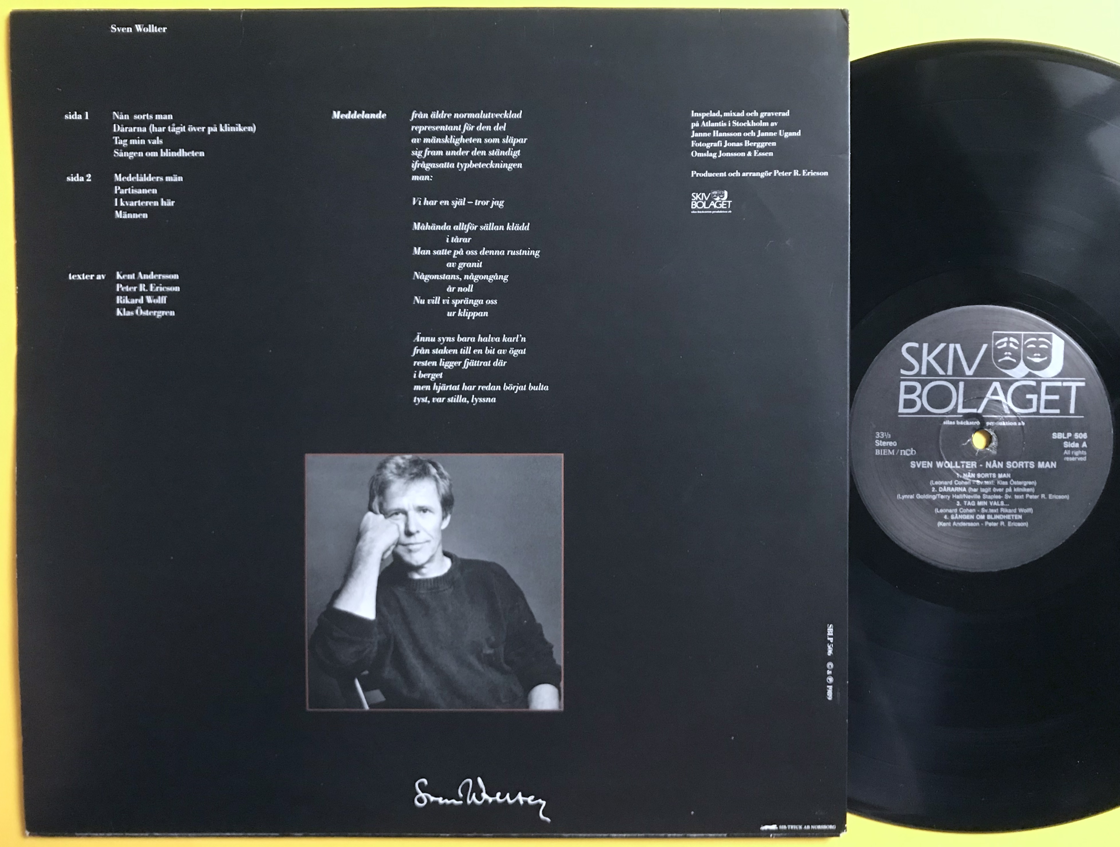SVEN WOLLTER - Nån sorts man SIGNERAD LP 1989 - 3
