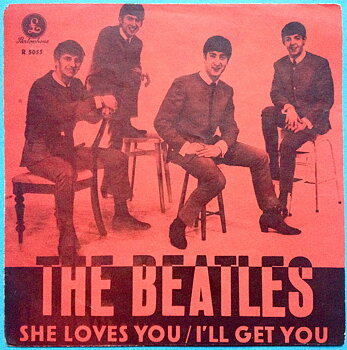 BEATLES - She loves you 7" AUTOGRAFER Svenskt omslag 1963