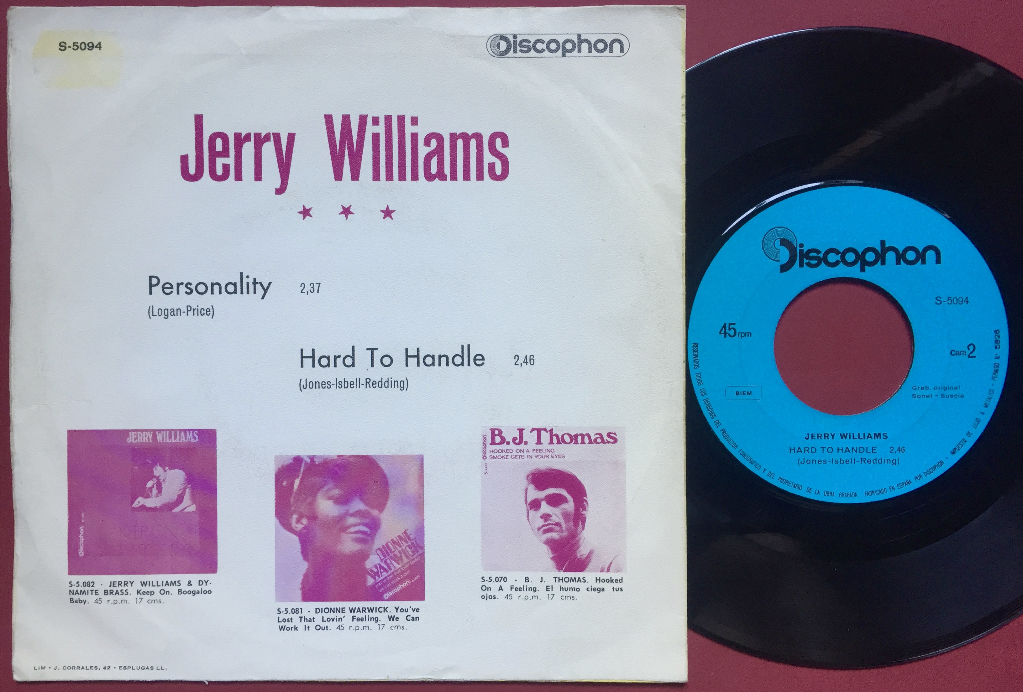 JERRY WILLIAMS - Personality SPANISH PS 1970 - 2
