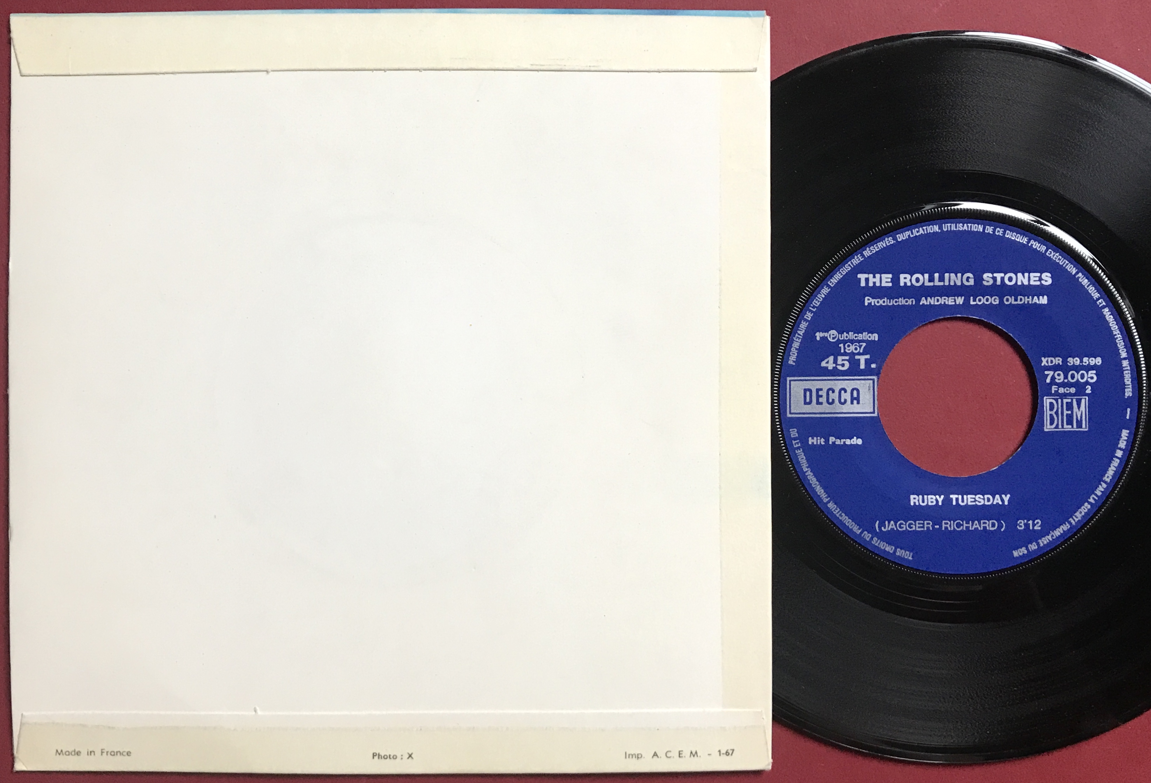 ROLLING STONES - Let´s spend the night together France "buttons" PS 1967 - 2
