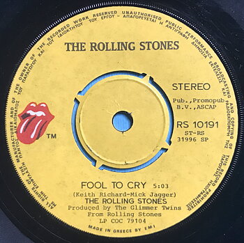 ROLLING STONES - Fool to cry GREKISK 45 1976