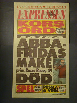 EXPRESSEN LÖPSEDEL (ABBA FRIDAS MAKE DÖD)